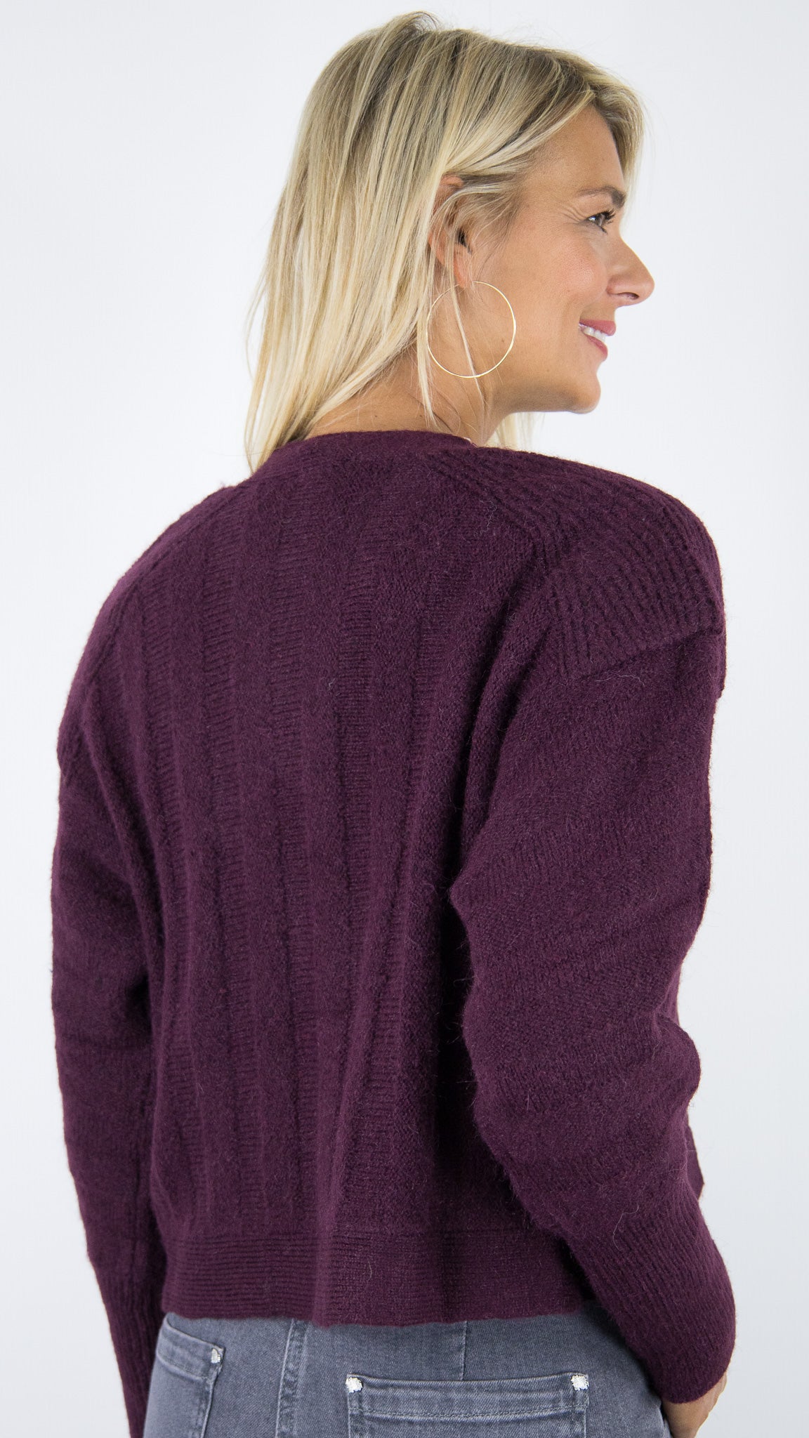 BOLERO COURT EN MAILLE BOUCLETTE CAROLINE BISS 4248#COLOR_54/BORDEAUX