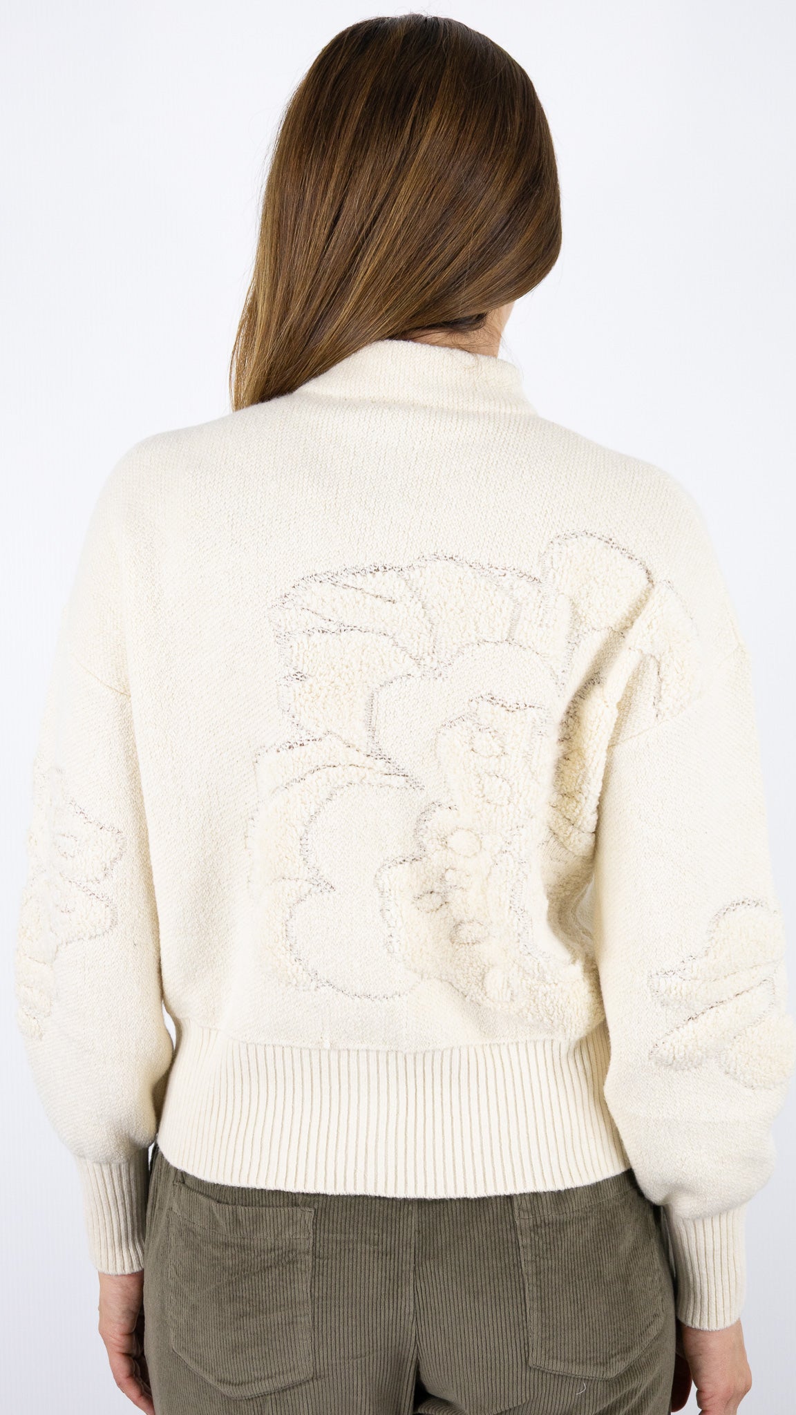 PULL BRODE COL MONTANT ECRU CAROLINE BISS 4215
