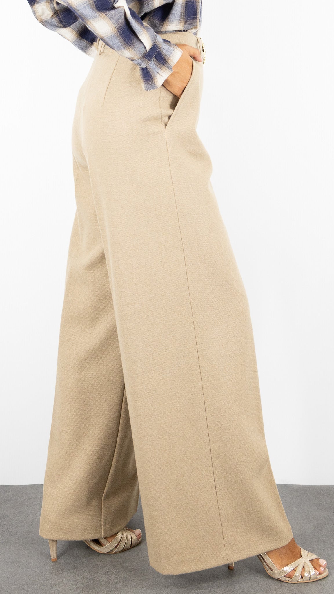 PANTALON LARGE EN LAINE CAMEL CAROLINE BISS 4531