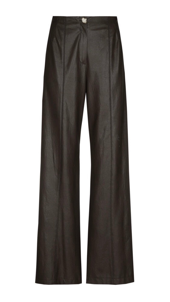 PANTALON LARGE EN FAUX CUIR VEGAN FEMME CAROLINE BISS 4567#COLOR_30/CHOCO