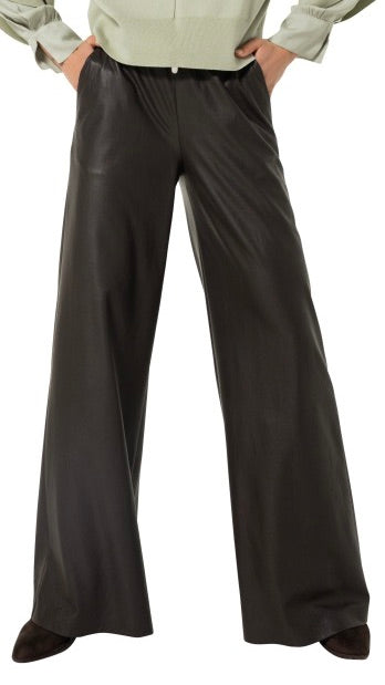 PANTALON PALAZZO EN FAUX CUIR MARRON CHOCO CAROLINE BISS 4570