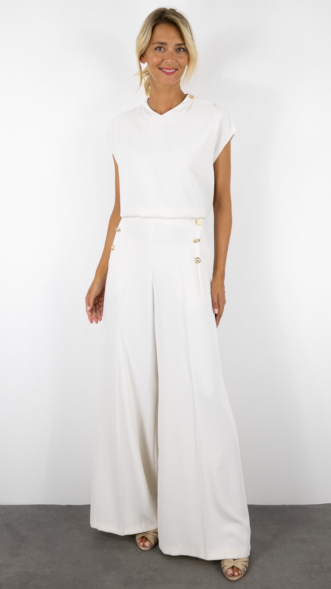 PANTALON LARGE COUPE PONT FEMME ECRU CAROLINE BISS 4573