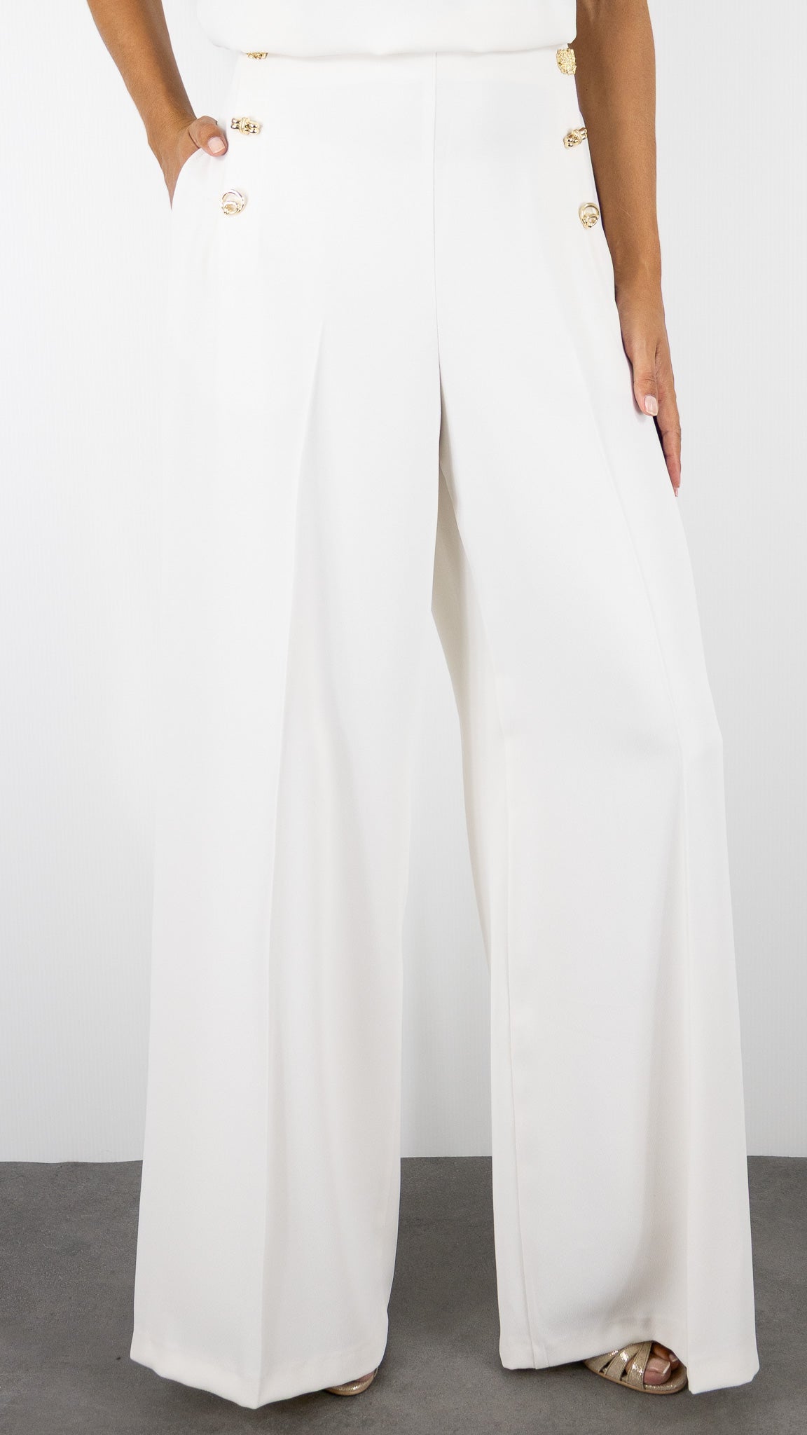 PANTALON LARGE COUPE PONT FEMME ECRU CAROLINE BISS 4573