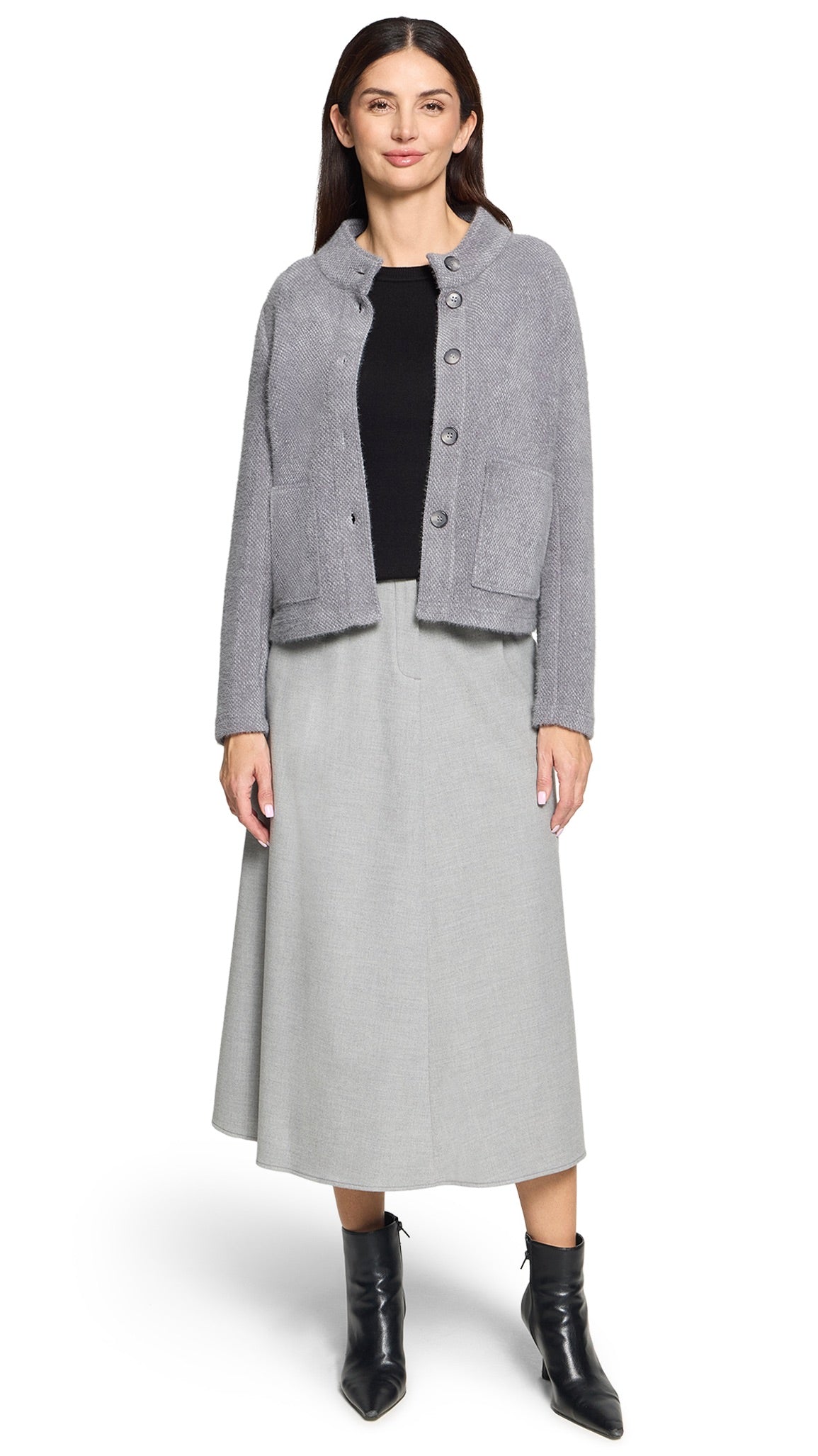 VESTE COURTE MAILLE FEMME BETTY BARCLAY 4634/1653#COLOR_9021/GRIS