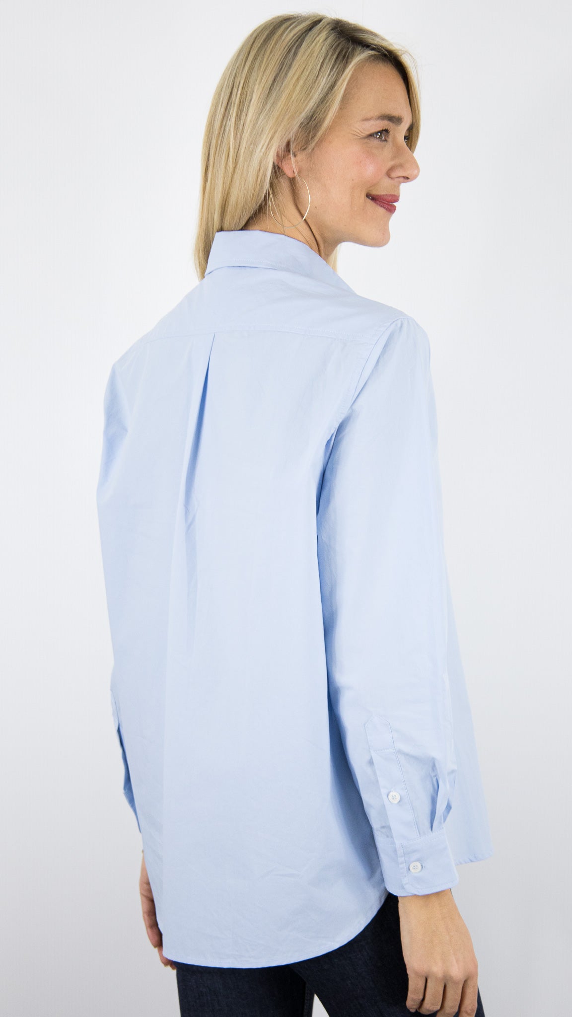 CHEMISE EN COTON BLEU CIEL FEMME YCOO 4820B