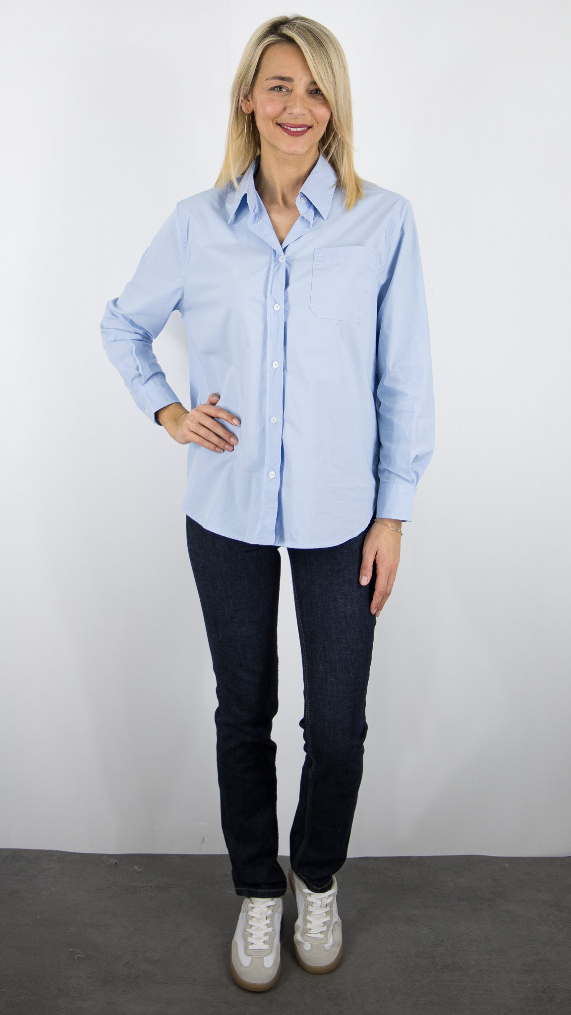 CHEMISE EN COTON BLEU CIEL FEMME YCOO 4820B