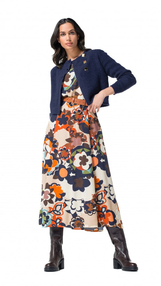 ROBE LONGUE IMPRIMEE 4166 CAROLINE BISS MARINE BEIGE