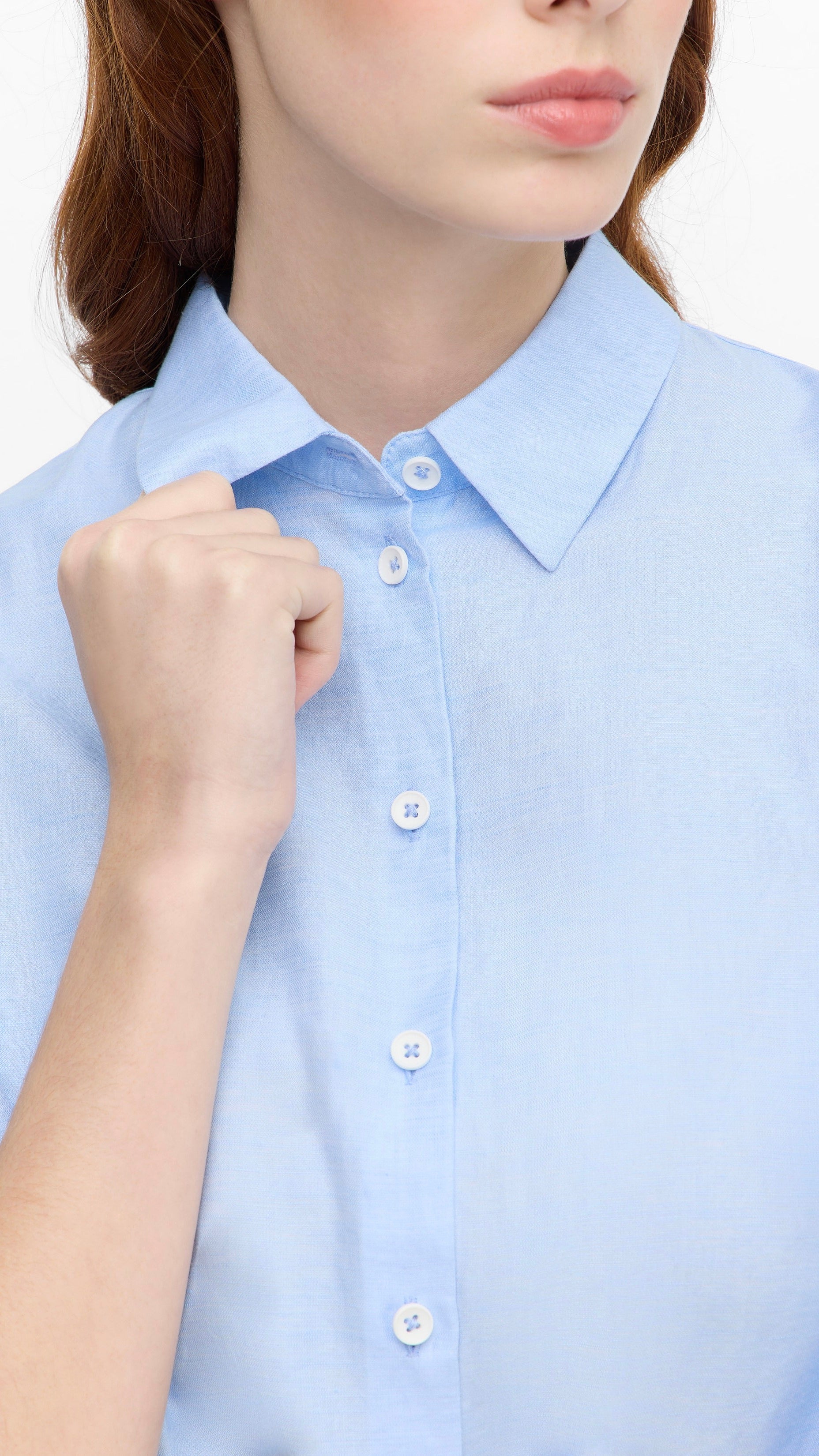 CHEMISE MANCHES COURTES CIEL EN COTON LIN POUR FEMME ETERNA 5155 H366