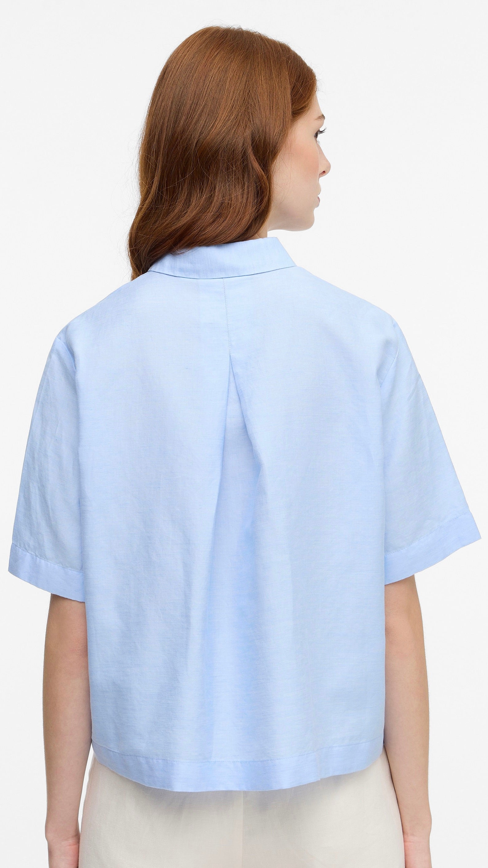 CHEMISE MANCHES COURTES CIEL EN COTON LIN POUR FEMME ETERNA 5155 H366