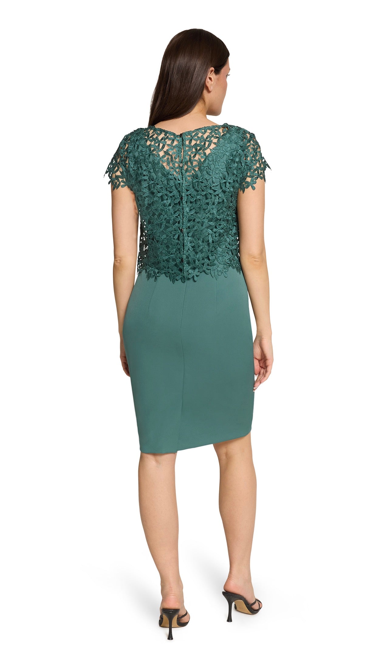 ROBE ET BOLERO DE CEREMONIE EN DENTELLE VERT EMERAUDE VERA MONT 5158/4031
