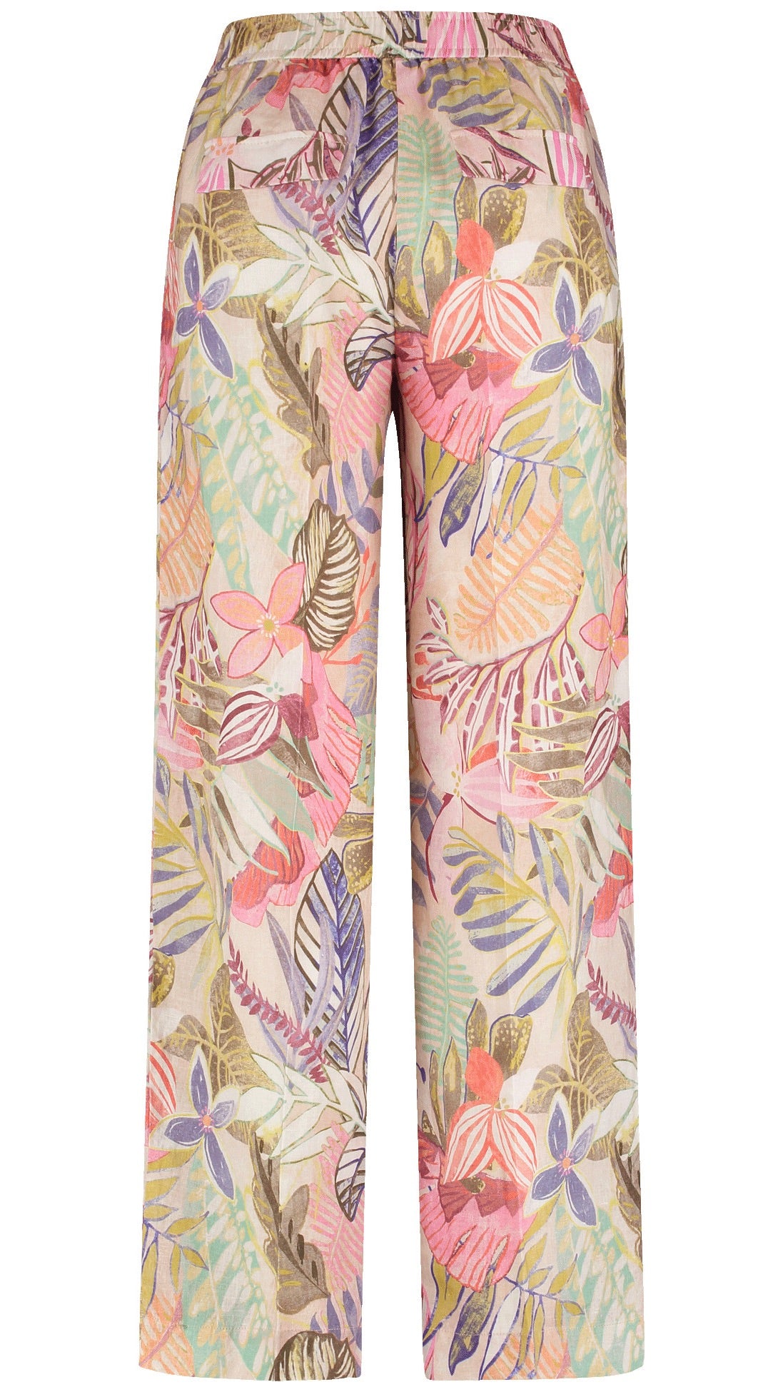 PANTALON EN LIN IMPRIME FLORAL TROPICAL MULTICOLORE GERRY WEBER 520035/31236