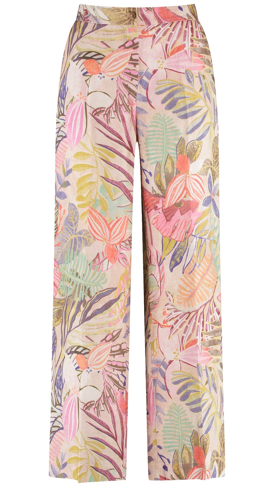 PANTALON EN LIN IMPRIME FLORAL TROPICAL MULTICOLORE GERRY WEBER 520035/31236