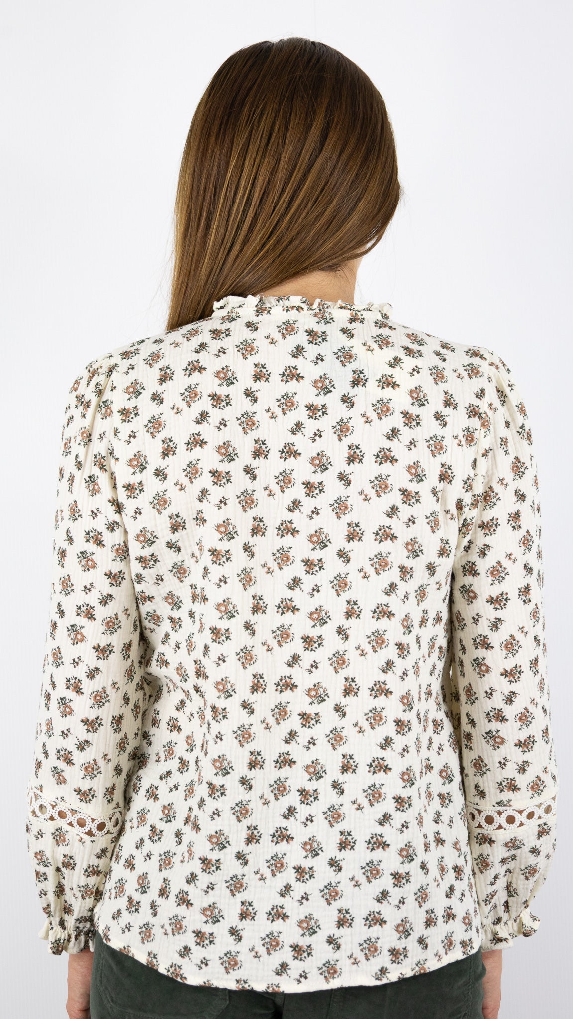 BLOUSE IMPRIME FLEURI EN GAZE DE COTON LILI ET LALA 5319#COLOR_BEIGE