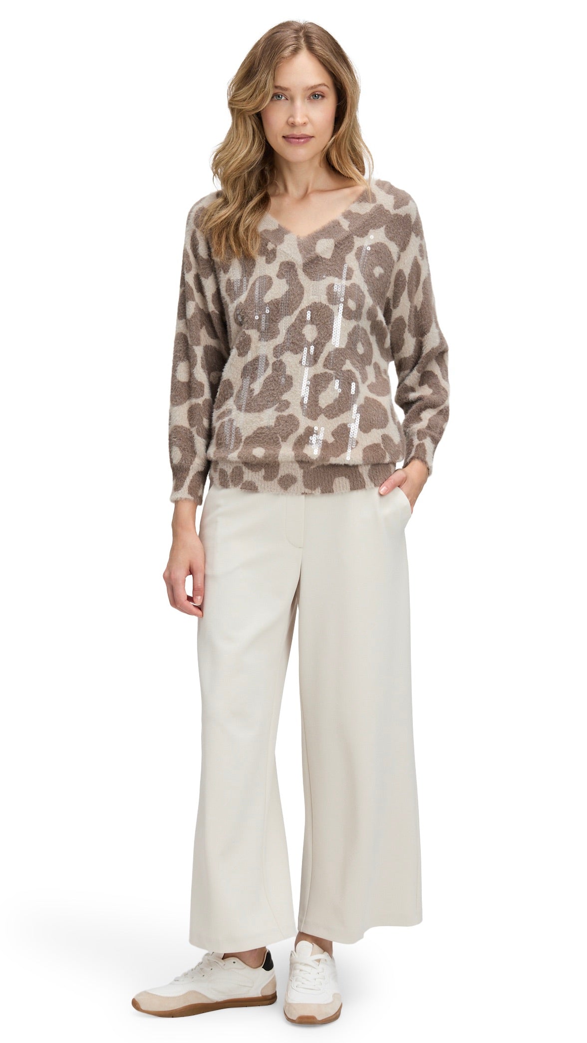 PULL LEOPARD A PAILLETTES TAUPE  BETTY BARCLAY 5328/1605