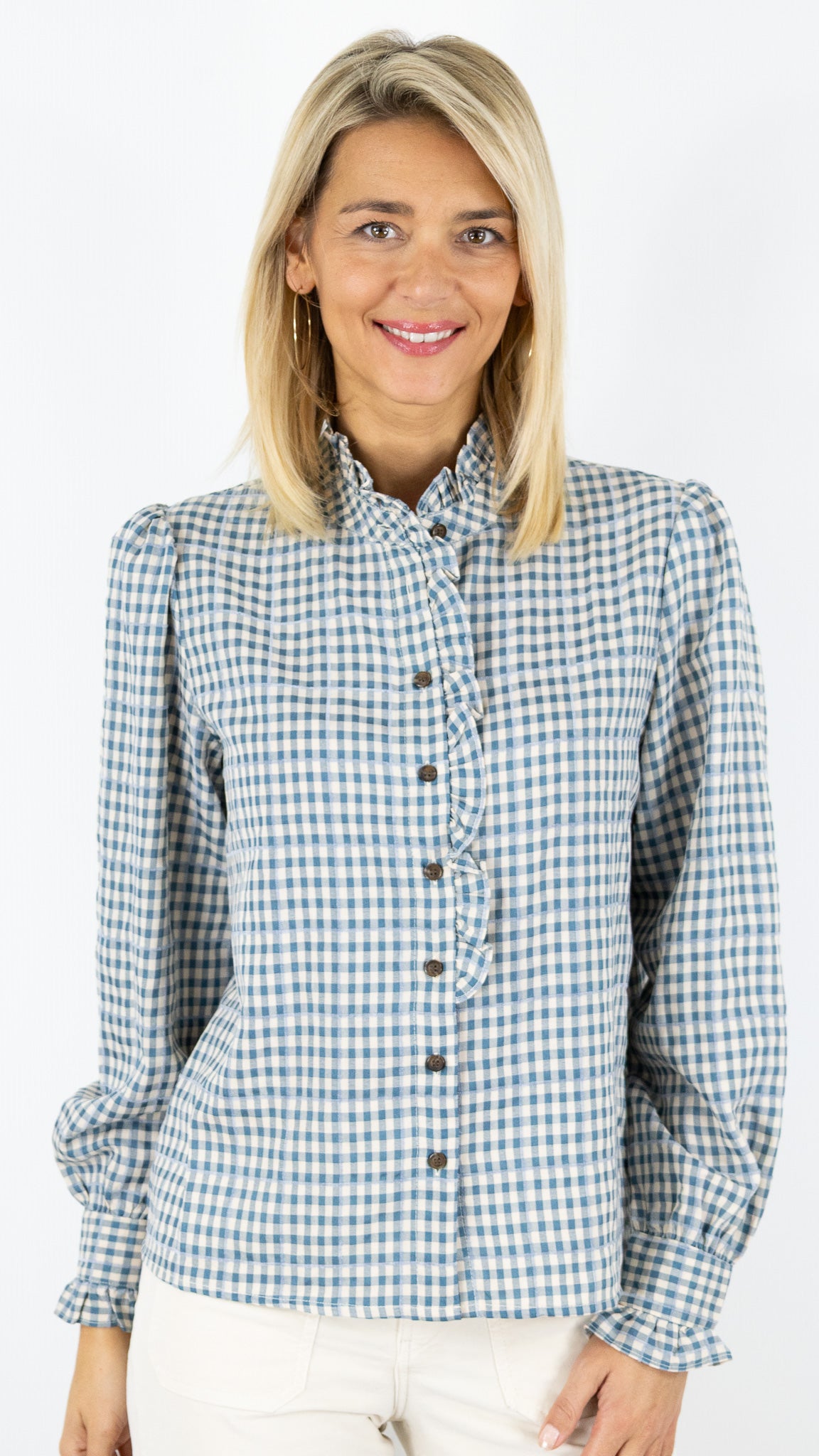 BLOUSE À CARREAUX 5392 LILI ET LALA#color_BLEU