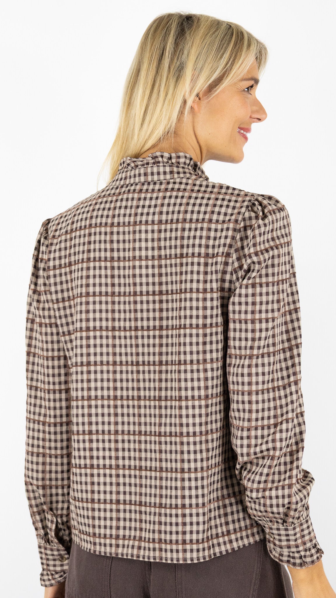 BLOUSE À CARREAUX 5392 LILI ET LALA#color_CHOCO