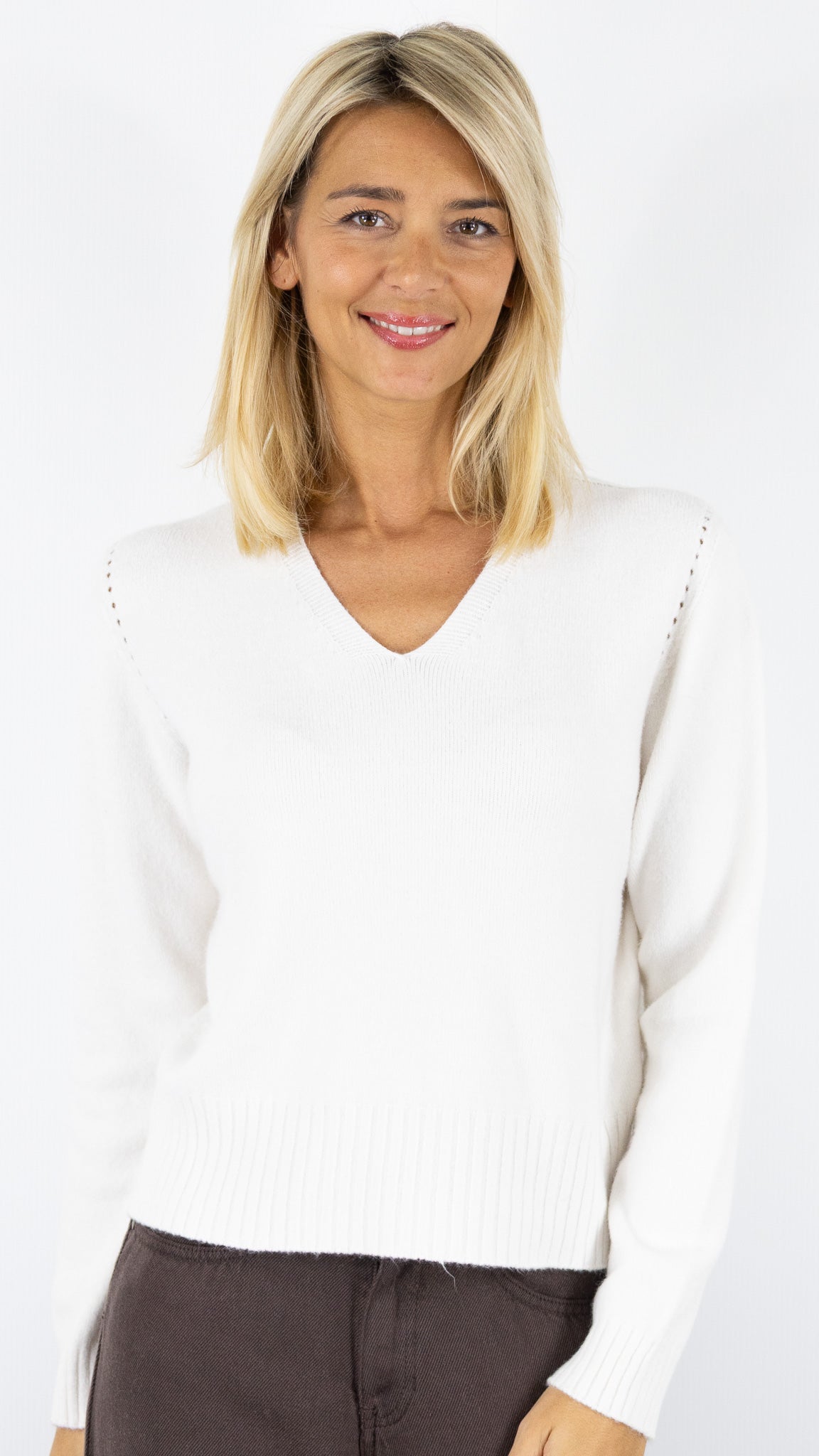 PULL COL V MAX ET ENJOY 570951#color_BLANC