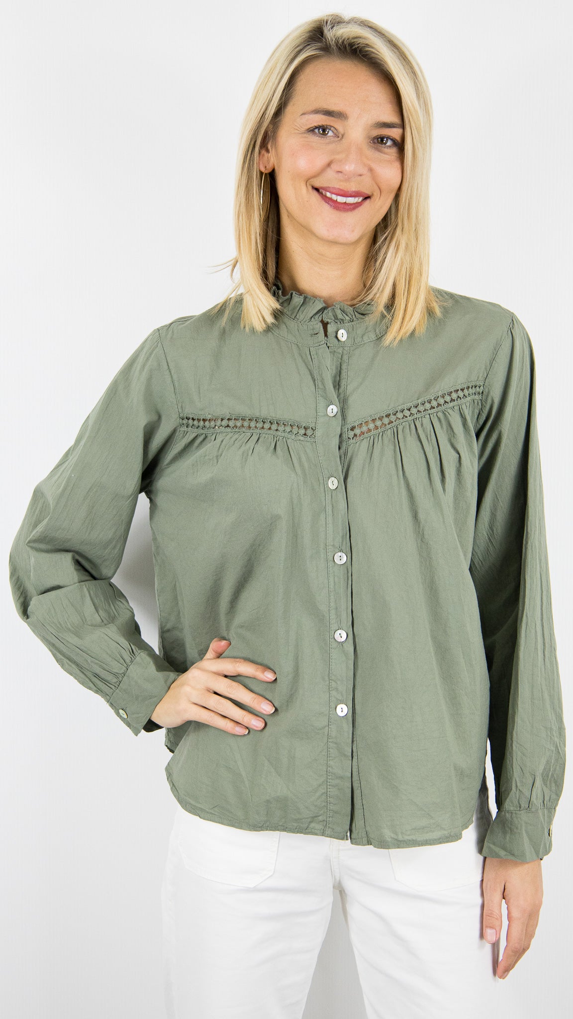 CHEMISE AMPLE EN COTON POUR FEMME ANDROMEDE 5804#COLOR_KAKI