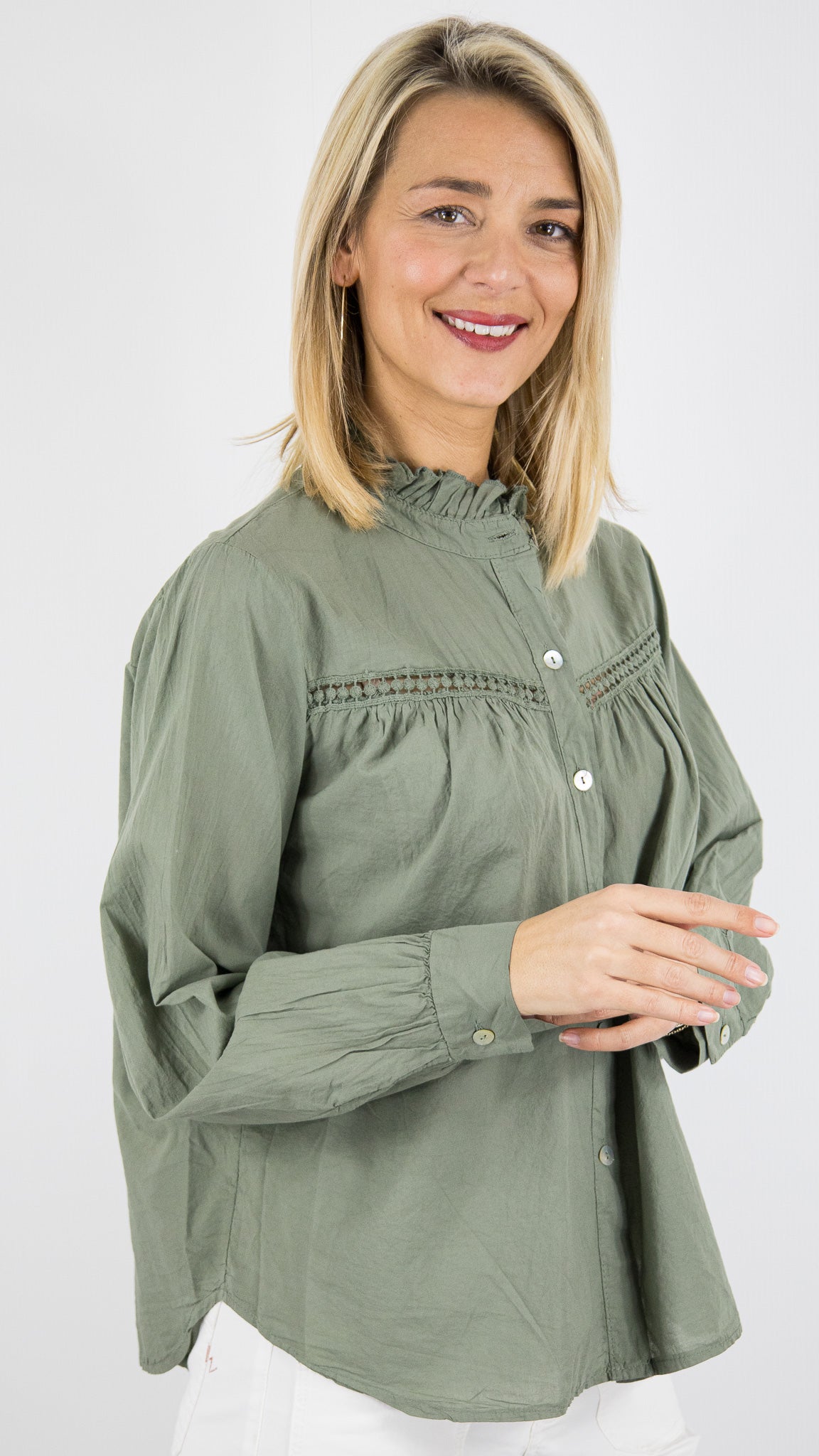 CHEMISE AMPLE EN COTON POUR FEMME ANDROMEDE 5804#COLOR_KAKI