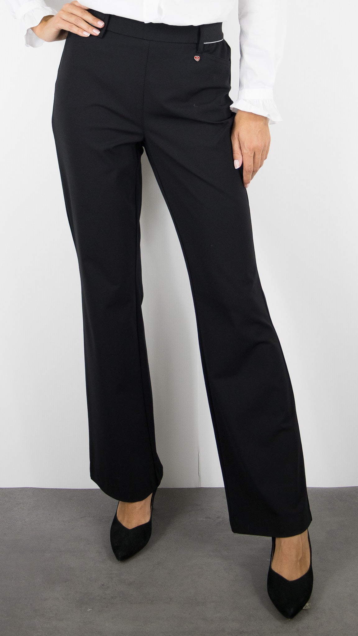 PANTALON FLARE TAILLE ELASTIQUE FEMME NOIR TONI ALICE NEW 61-16 2855-18#COLOR_089/BLACK