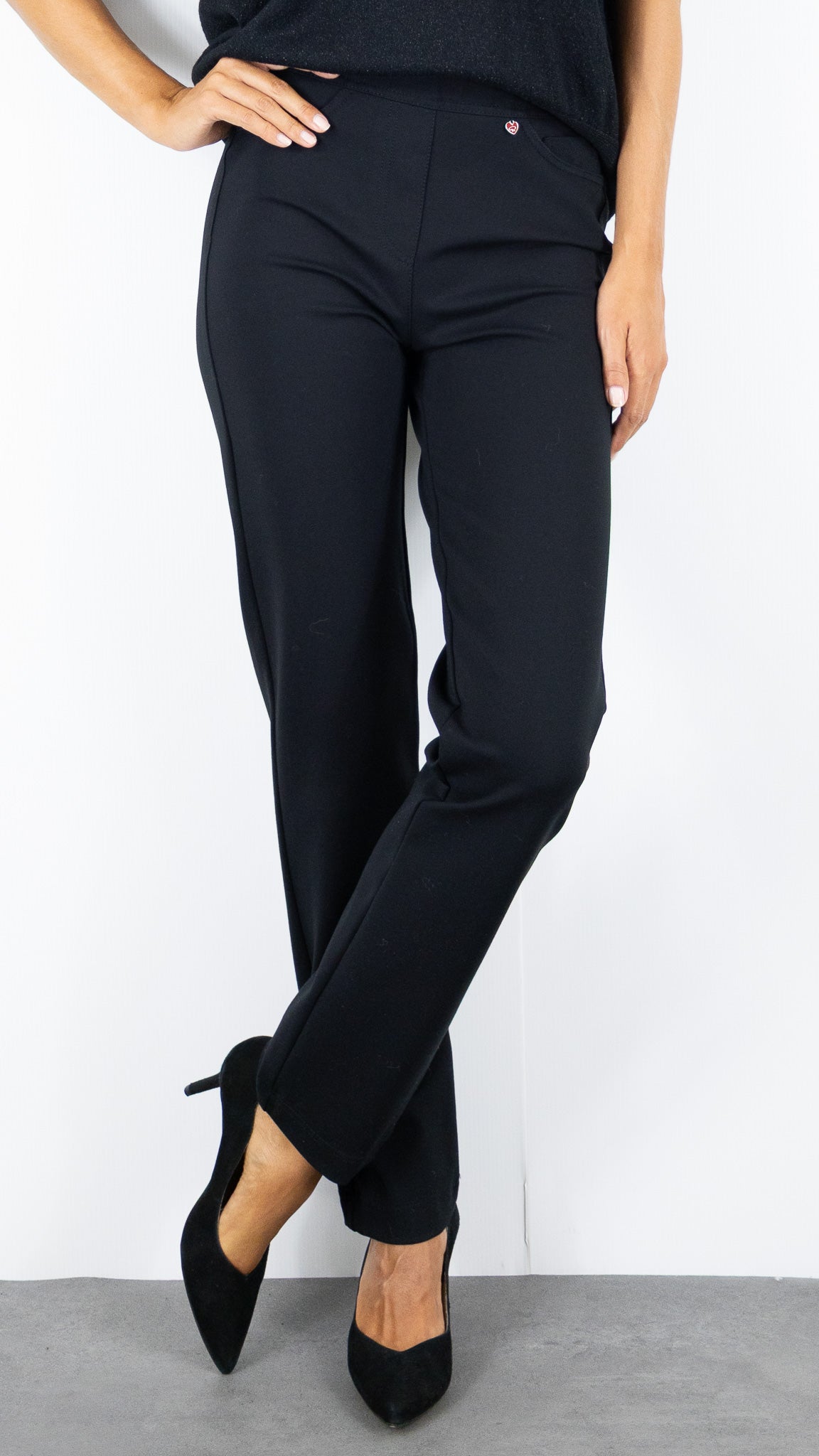 PANTALON DE VILLE FEMME DROIT TAILLE HAUTE NOIR TONI ALICE JERSEY 61-68 2800-0