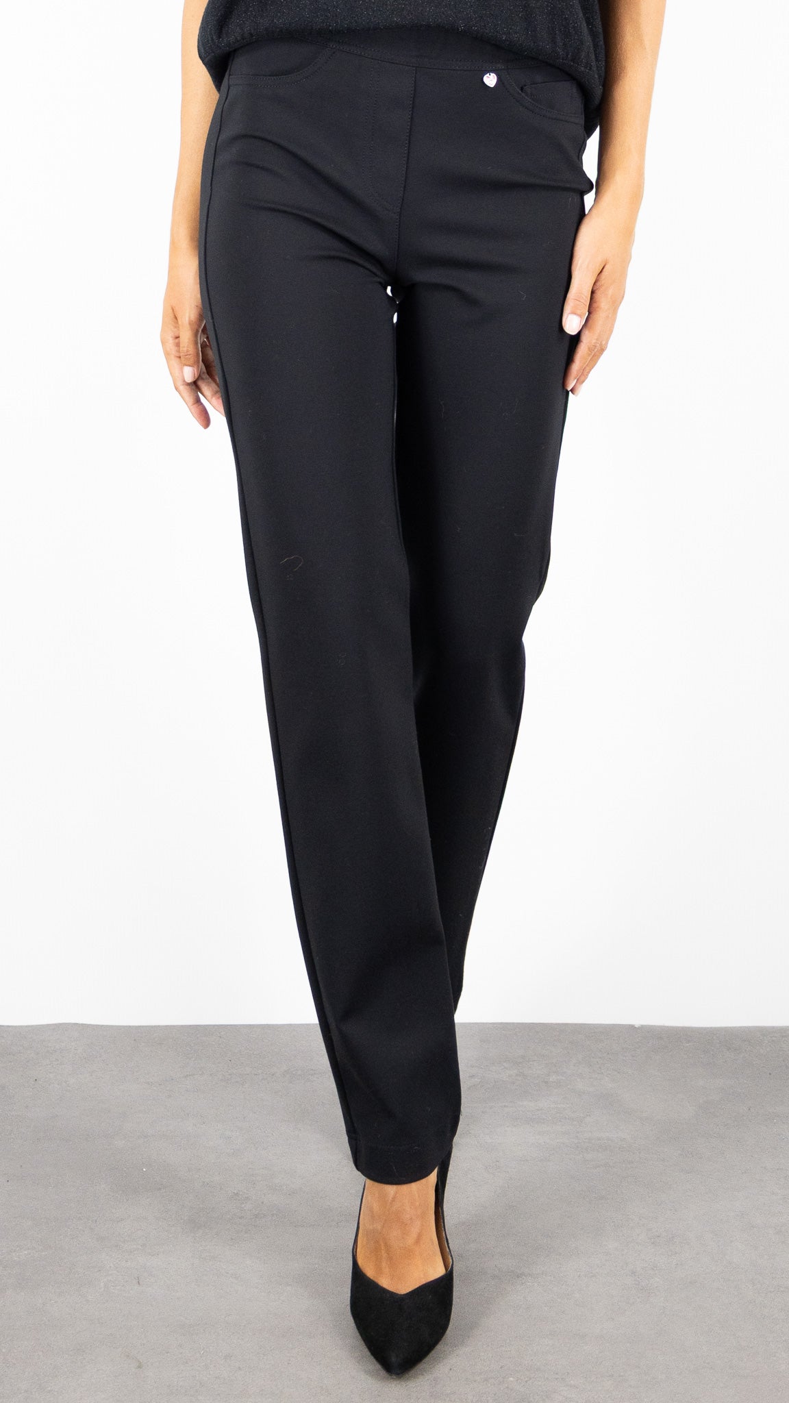 PANTALON DE VILLE FEMME DROIT TAILLE HAUTE NOIR TONI ALICE JERSEY 61-68 2800-0