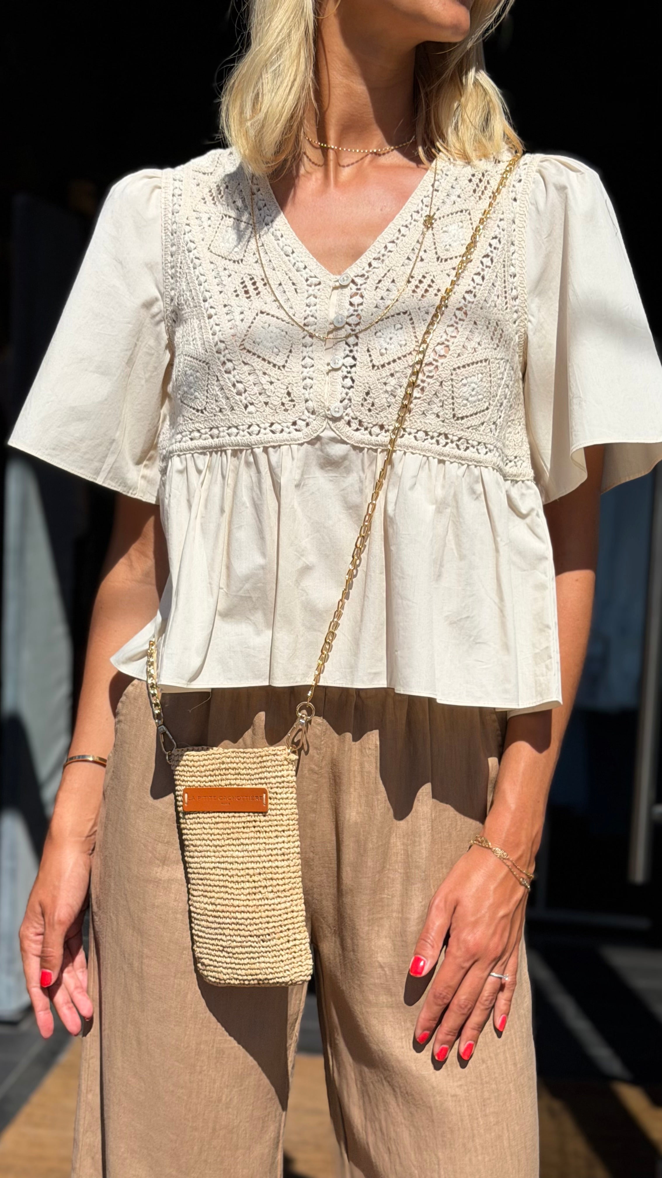 POCHETTE EN RAFIA NATUREL LA P'TITE CACHOTIERE 61290