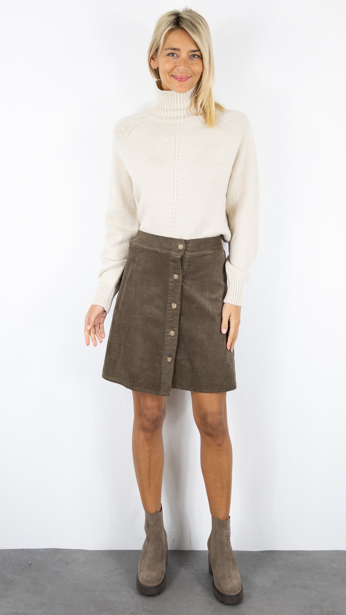 JUPE EN VELOURS COUPE TRAPEZE 6312 ANDROMEDE#color_CHOCO