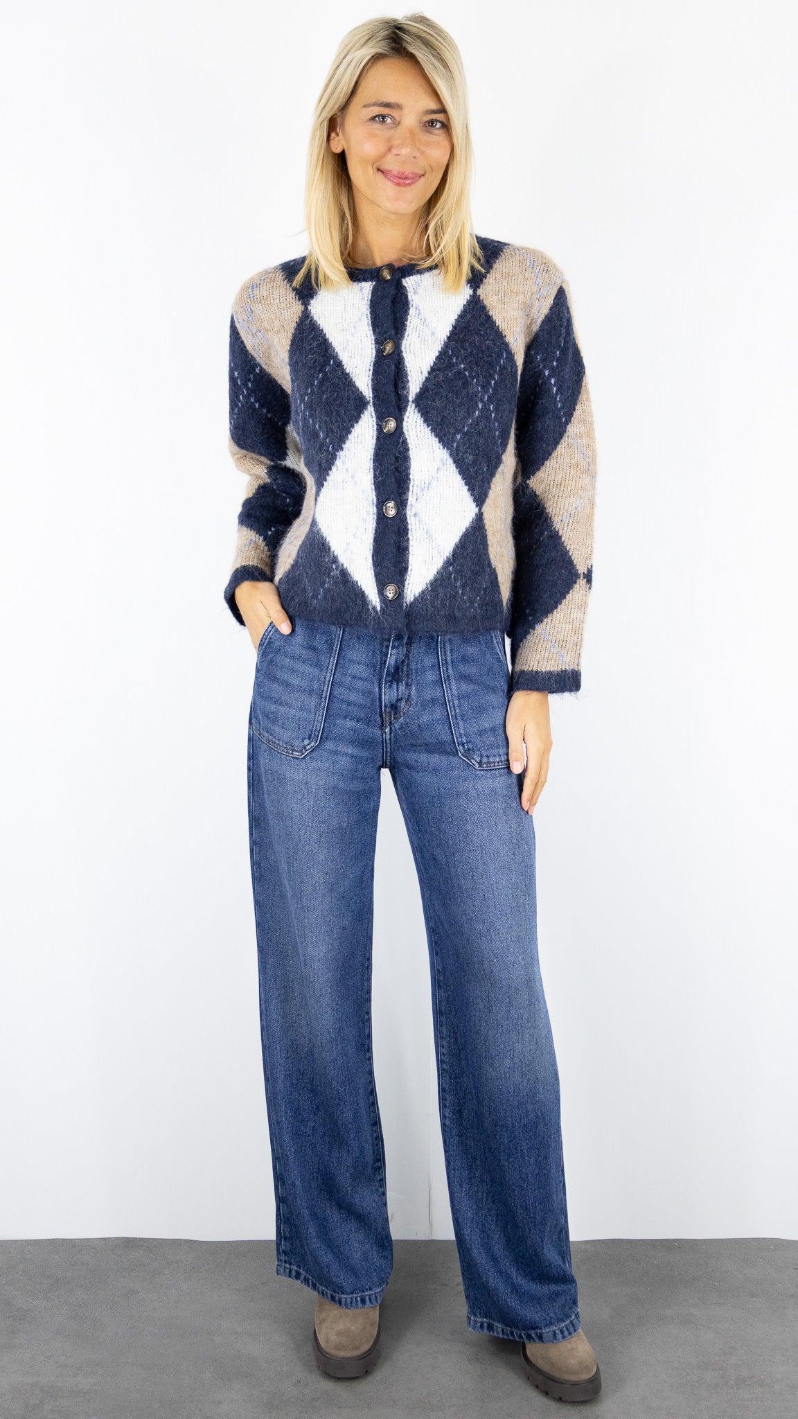 CARDIGAN JACQUARD LILI ET LALA 65128 MARINE