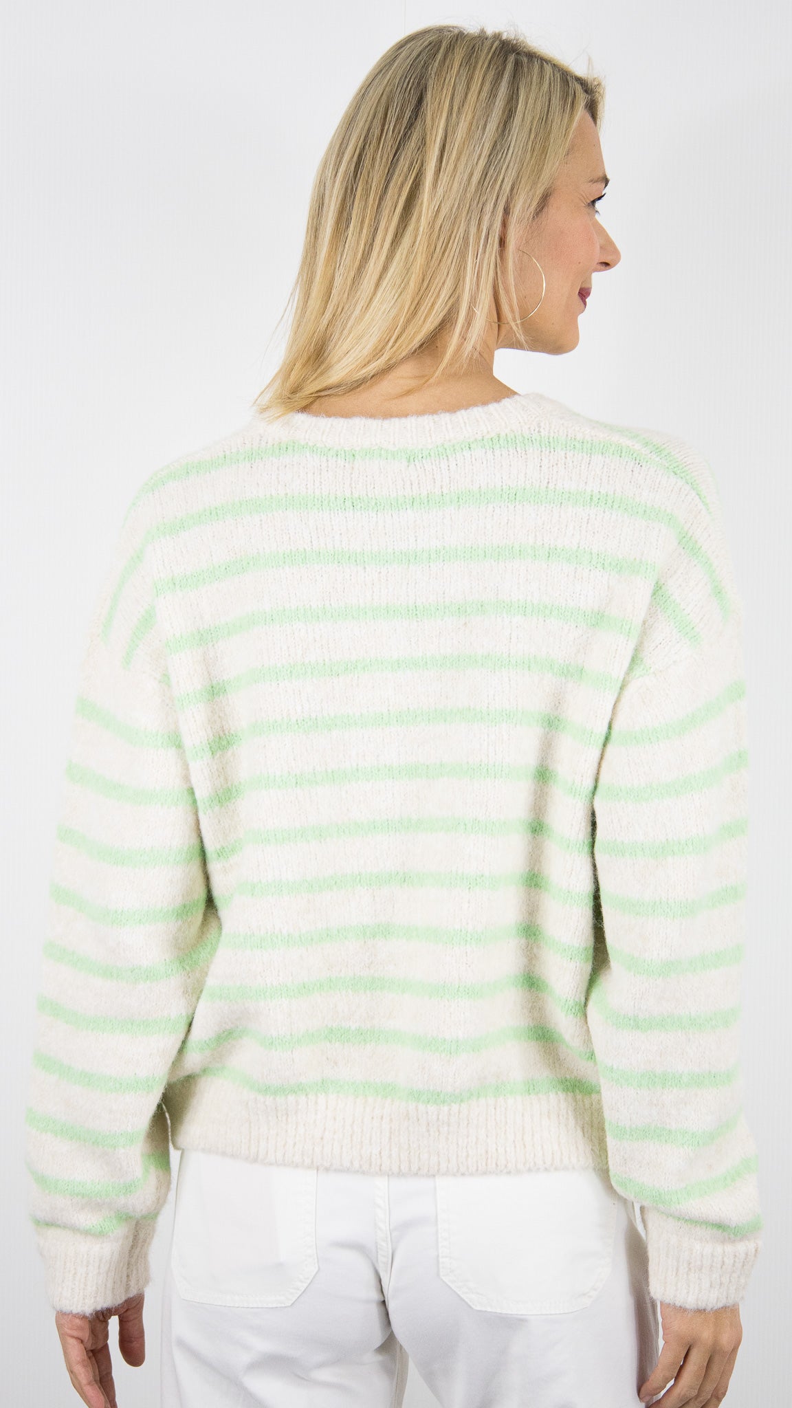 GILET RAYE BEIGE VERT FEMME LILI ET LALA 65183