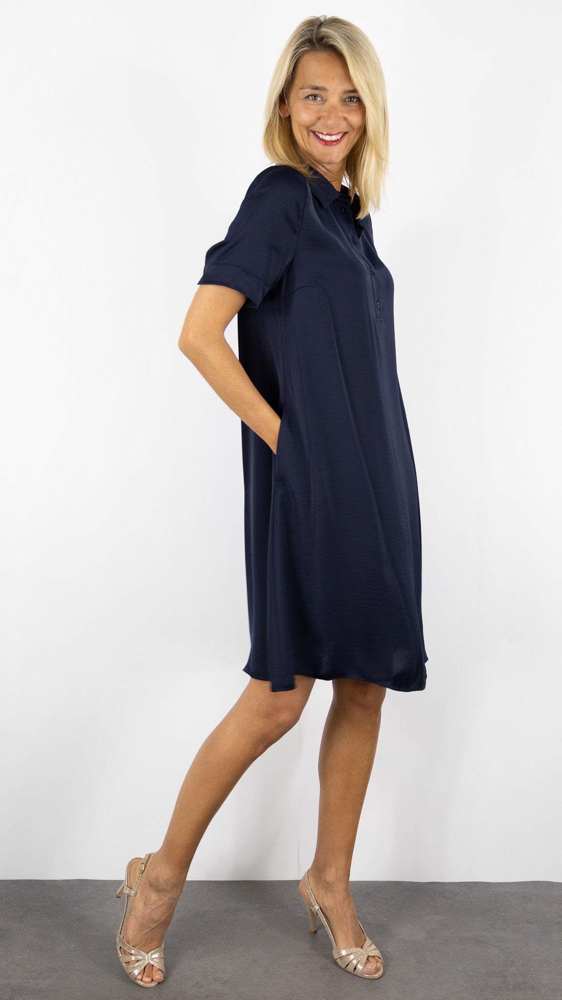 ROBE CHEMISE COURTE MARINE ROBE LEGERE 6665/4141