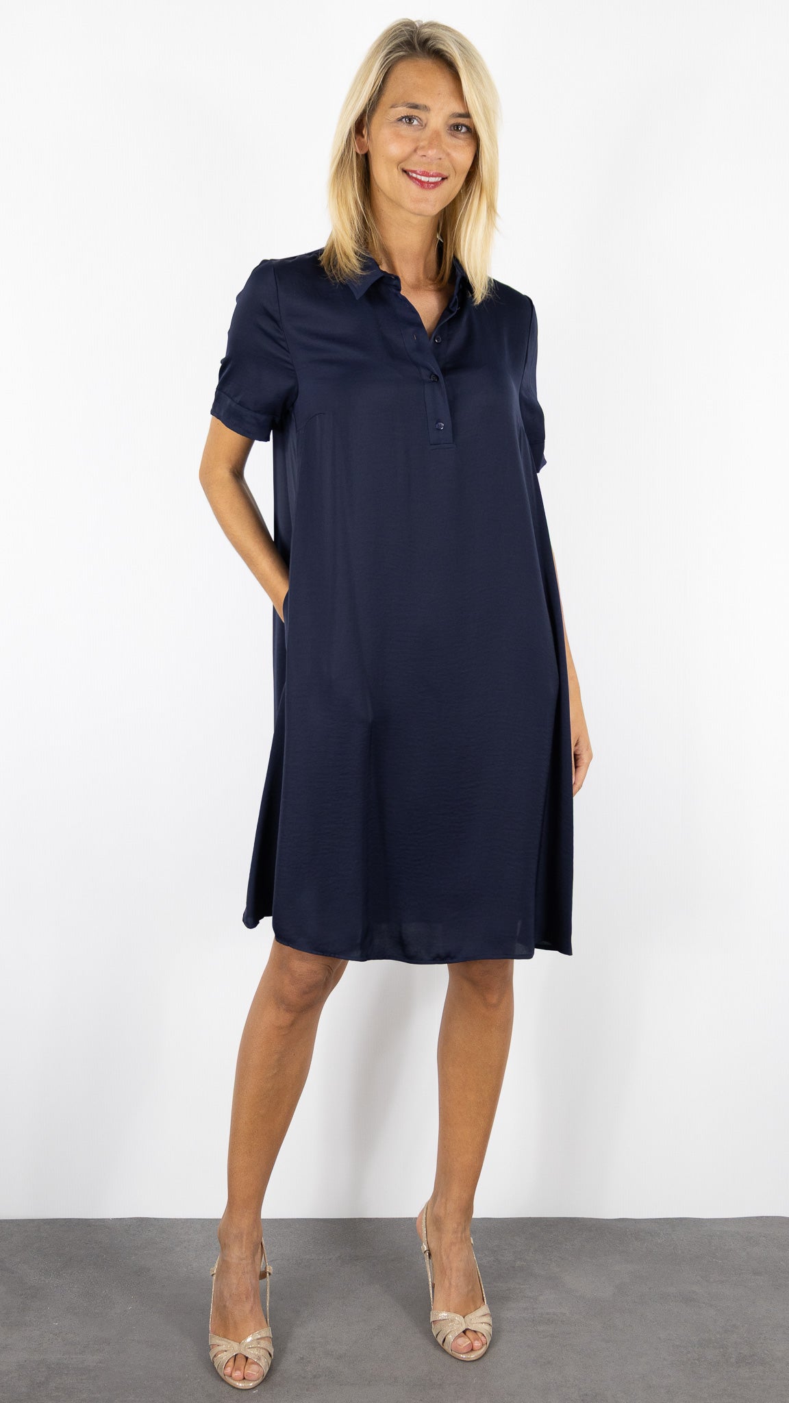 ROBE CHEMISE COURTE MARINE ROBE LEGERE 6665/4141