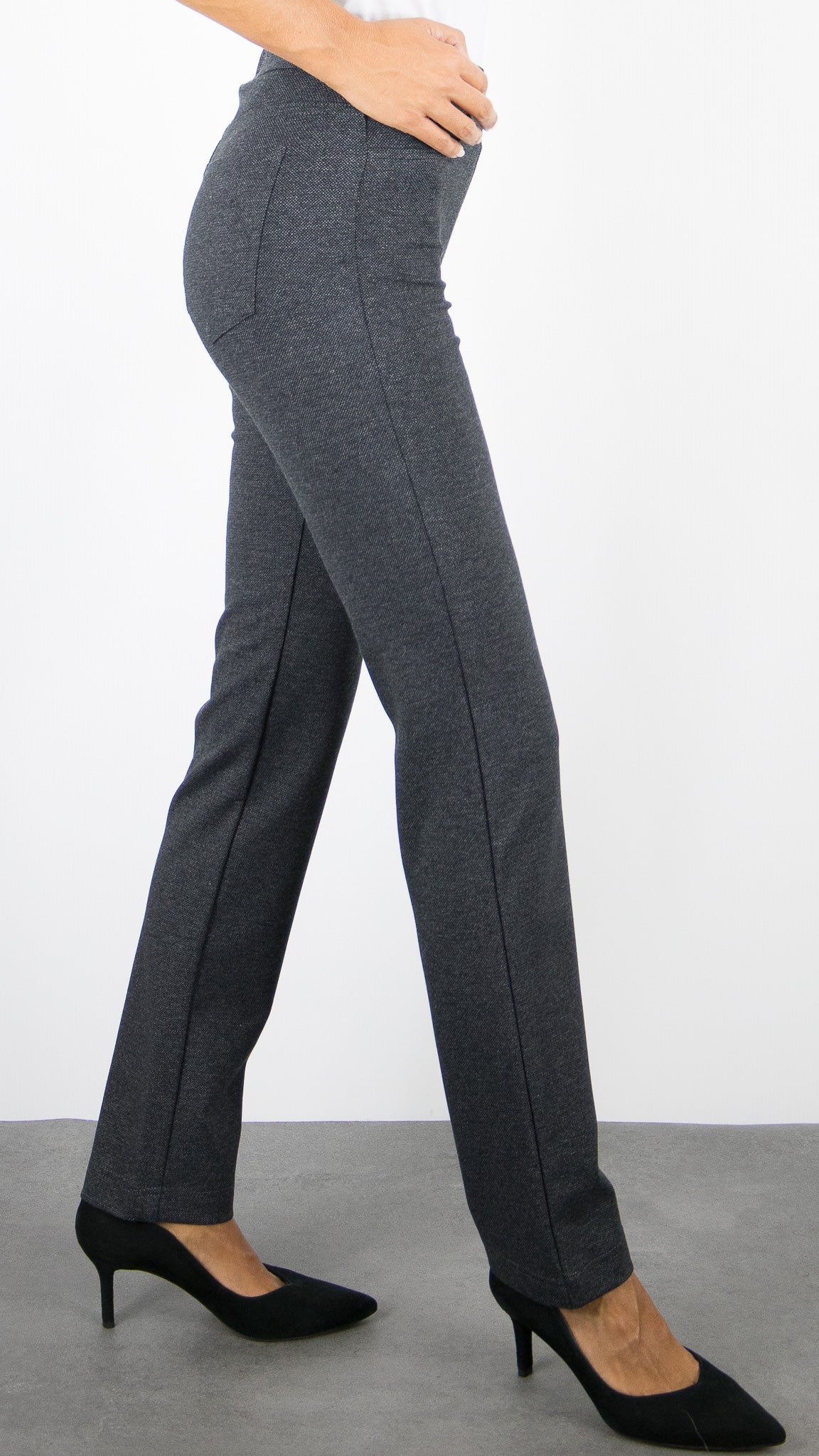 PANTALON SLIM TAILLE ELASTIQUE FEMME GRIS CHINE TONI ALICE JERSEY 67-04 2800-0