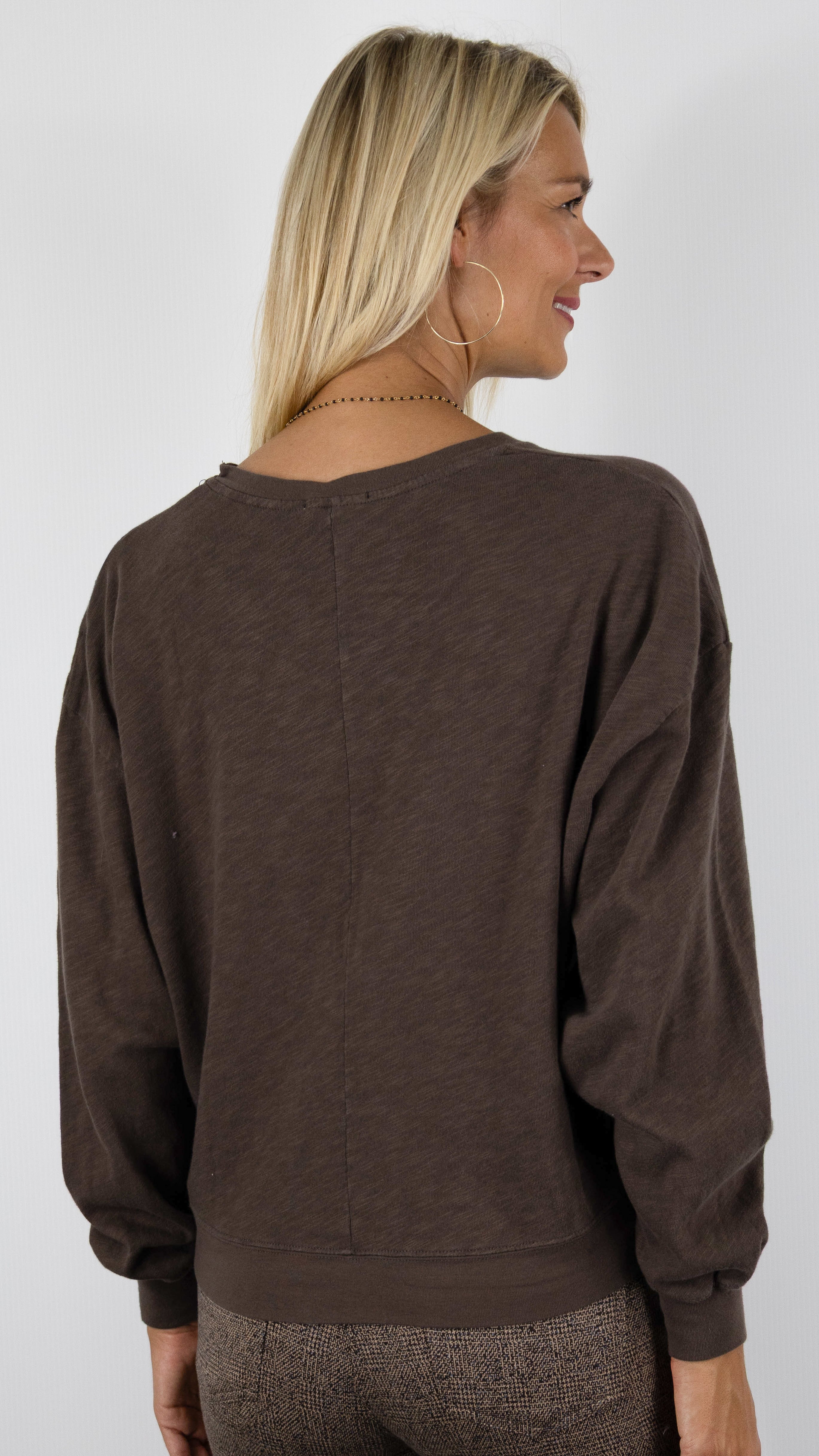 TEE SHIRT SWEAT COL ROND AMPLE POUR FEMME AMERICAN VINTAGE SONOMA#COLOR_CHATAIGNIER
