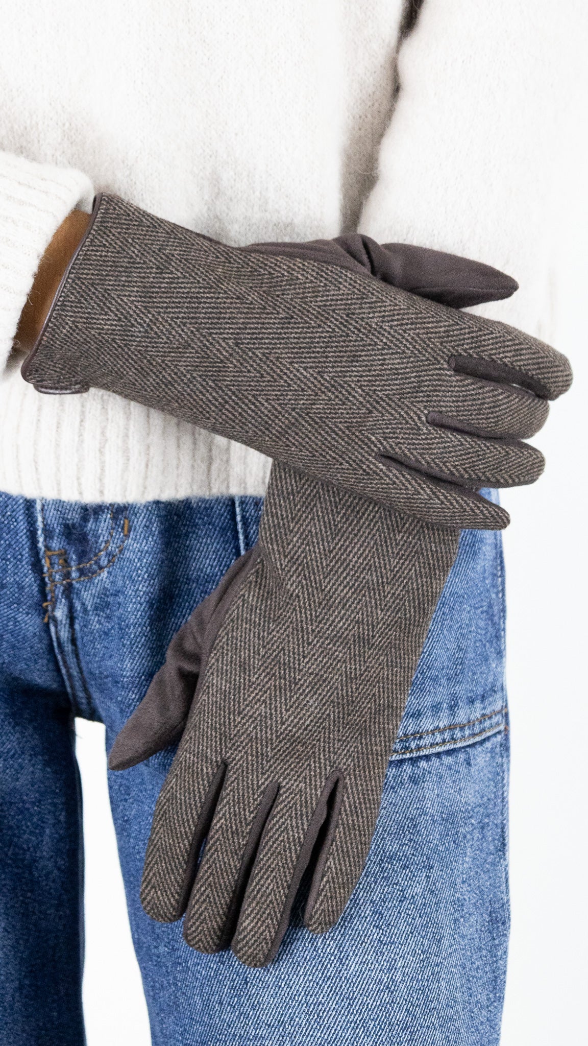 GANTS SUEDINE ET CHEVRON FEMME VOUS 67627#color_0750/MARRON FONCE