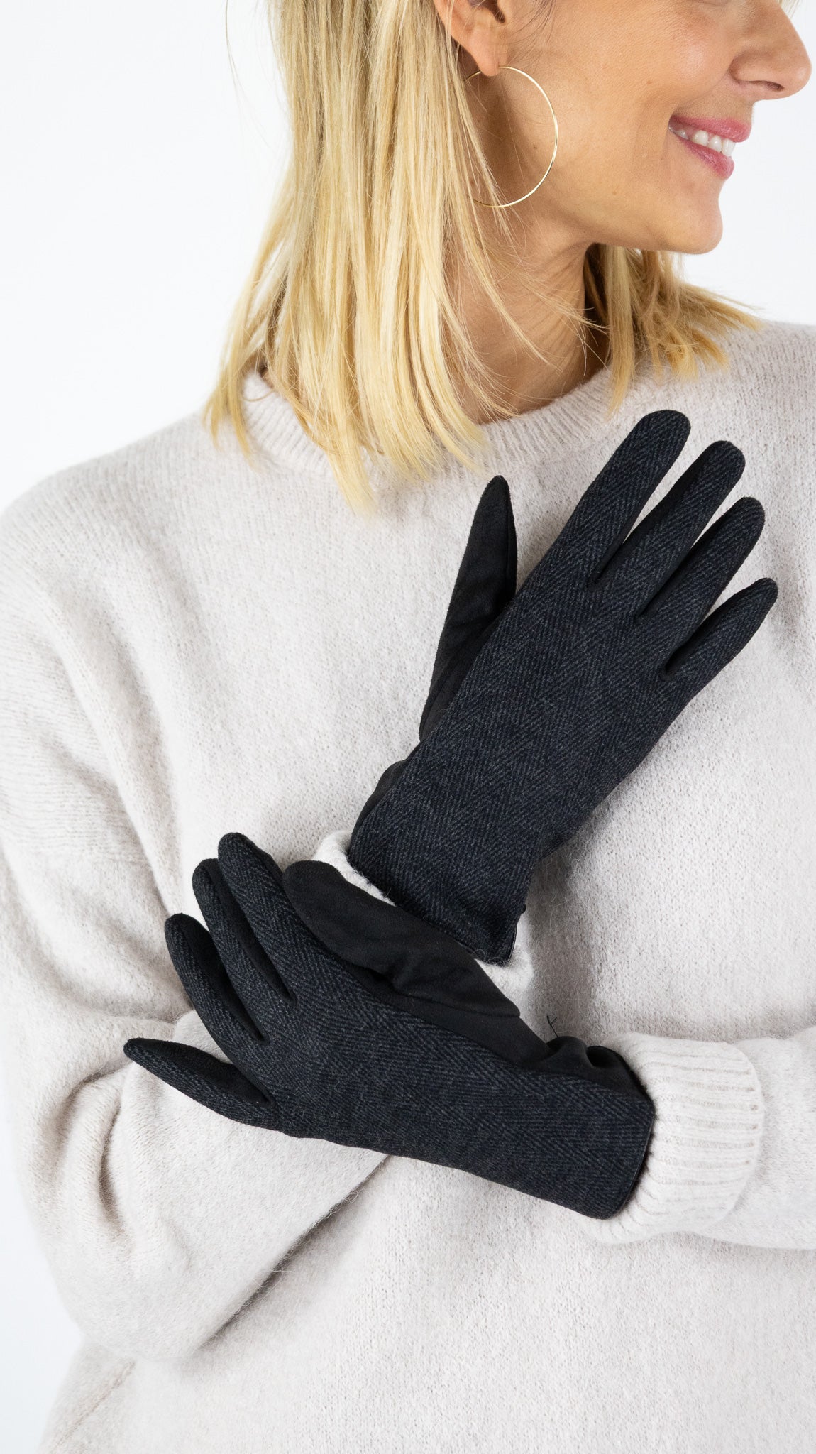 GANTS SUEDINE ET CHEVRON FEMME VOUS 67627#color_0200/NOIR