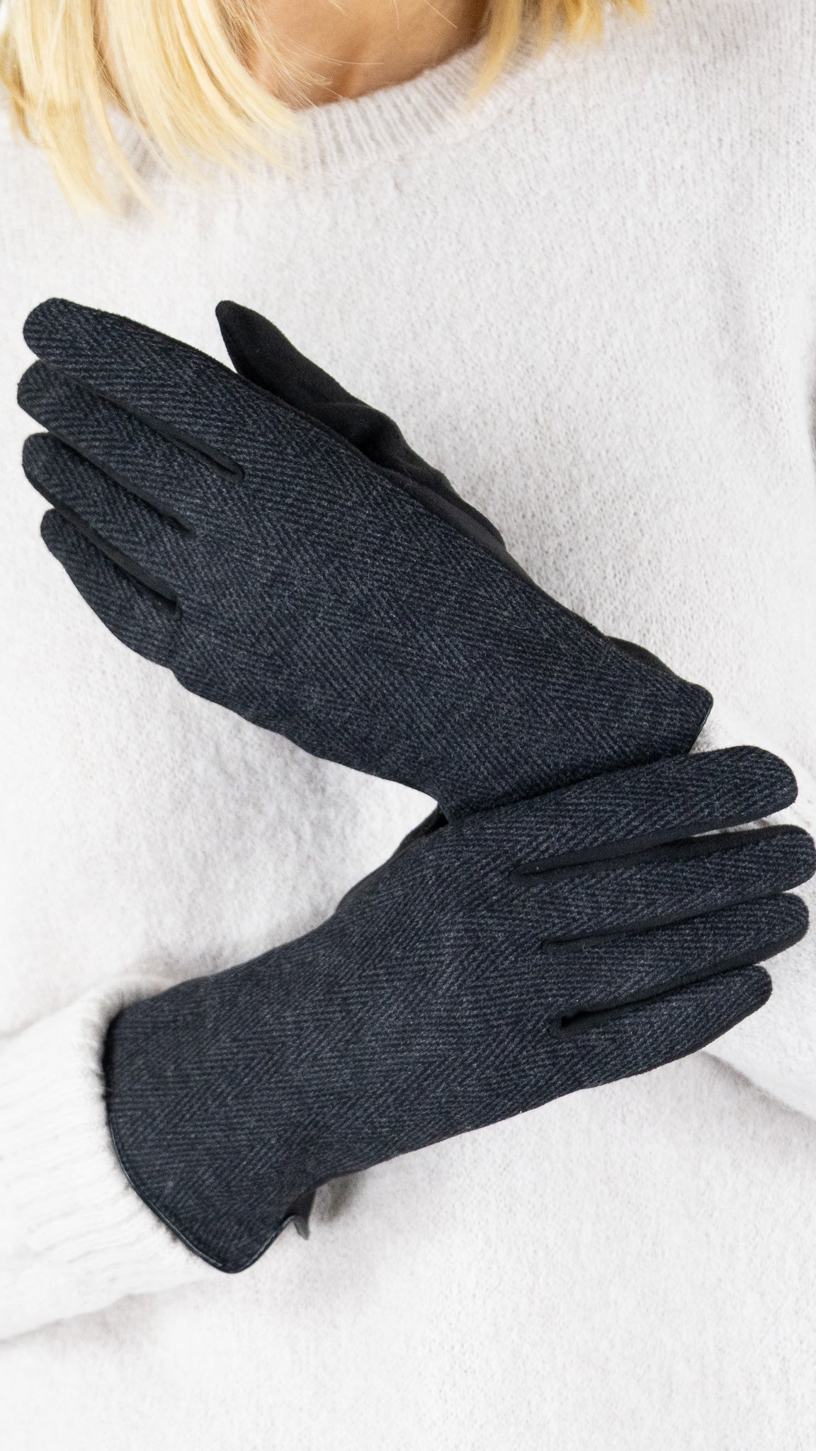 GANTS SUEDINE ET CHEVRON FEMME VOUS 67627#color_0200/NOIR