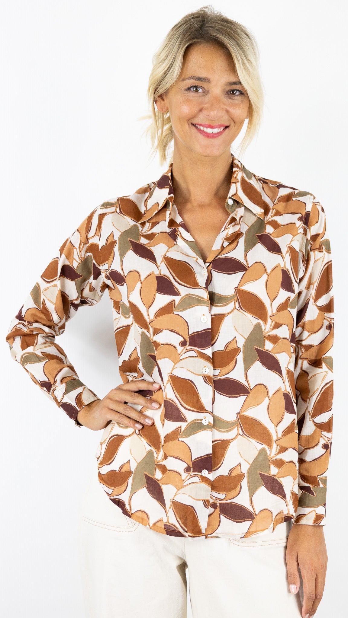 CHEMISE DROITE IMPRIME ZEBRE LUK AP 67692#COLOR_0704/IMP BEIGE