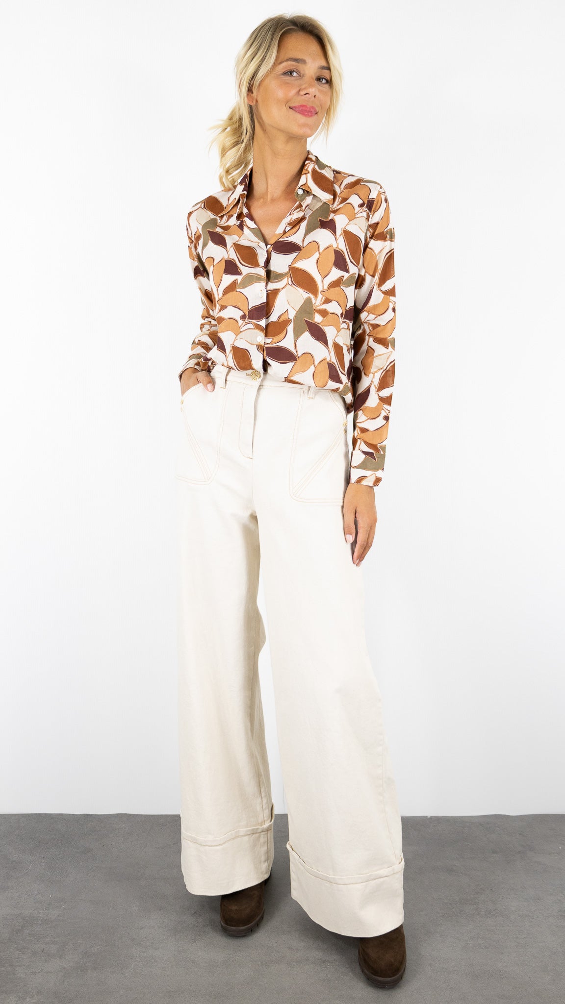 CHEMISE DROITE IMPRIME ZEBRE LUK AP 67692#COLOR_0704/IMP BEIGE