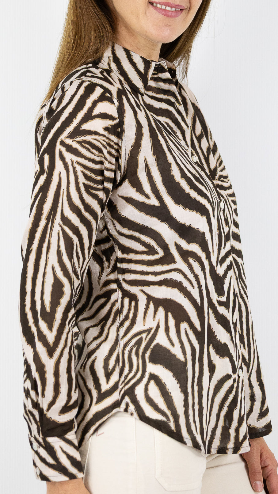 CHEMISE DROITE IMPRIME ZEBRE LUK AP 67692#COLOR_0752/IMP MARRON