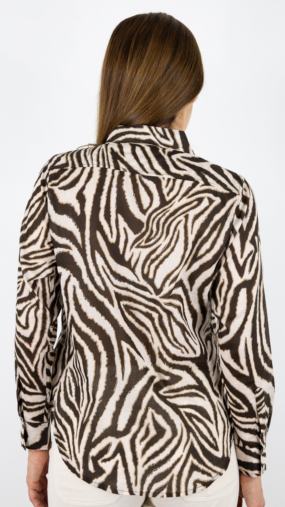 CHEMISE DROITE IMPRIME ZEBRE LUK AP 67692#COLOR_0752/IMP MARRON