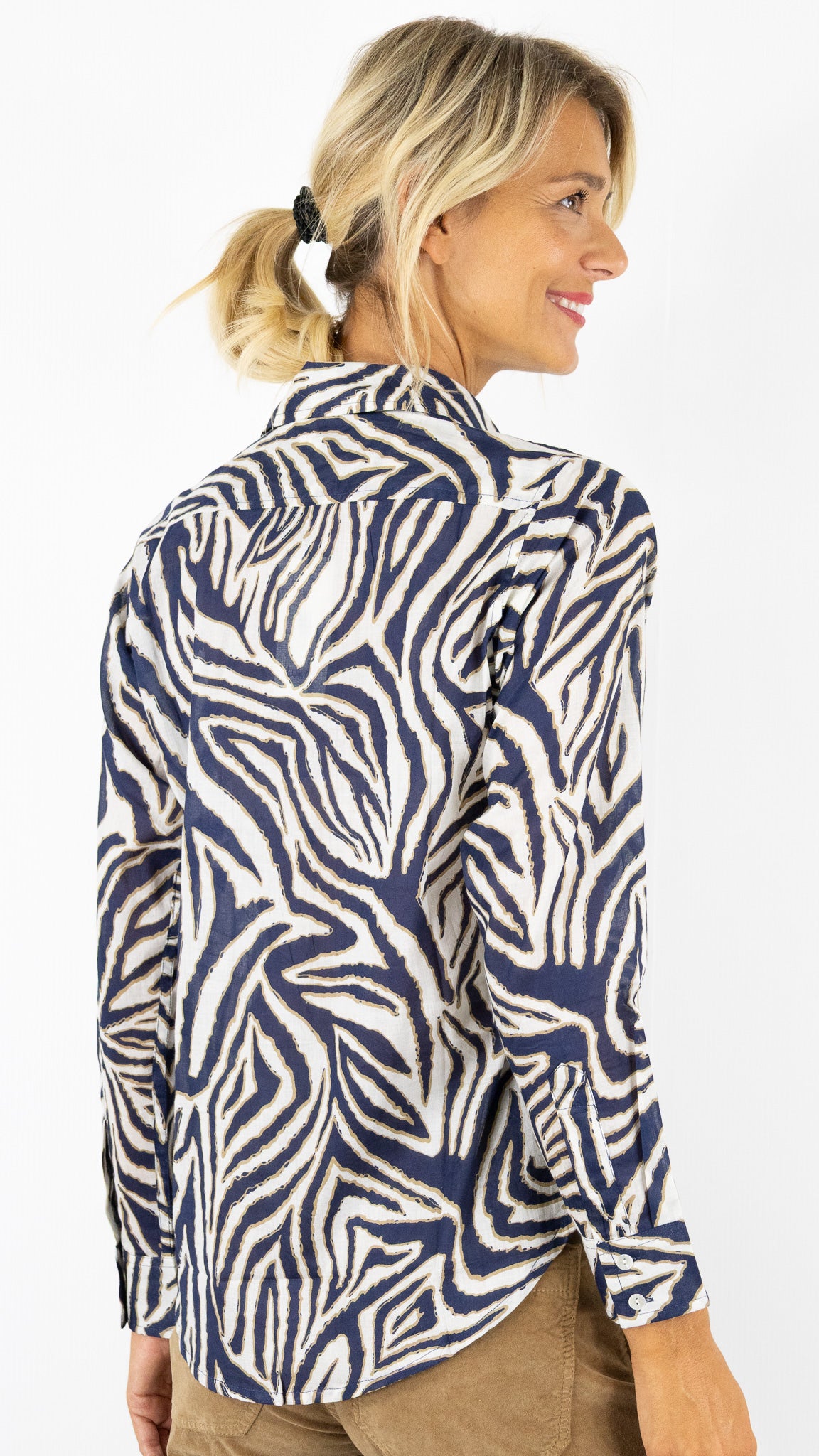 CHEMISE DROITE IMPRIME ZEBRE LUK AP 67692#COLOR_0552/IMP BLEU