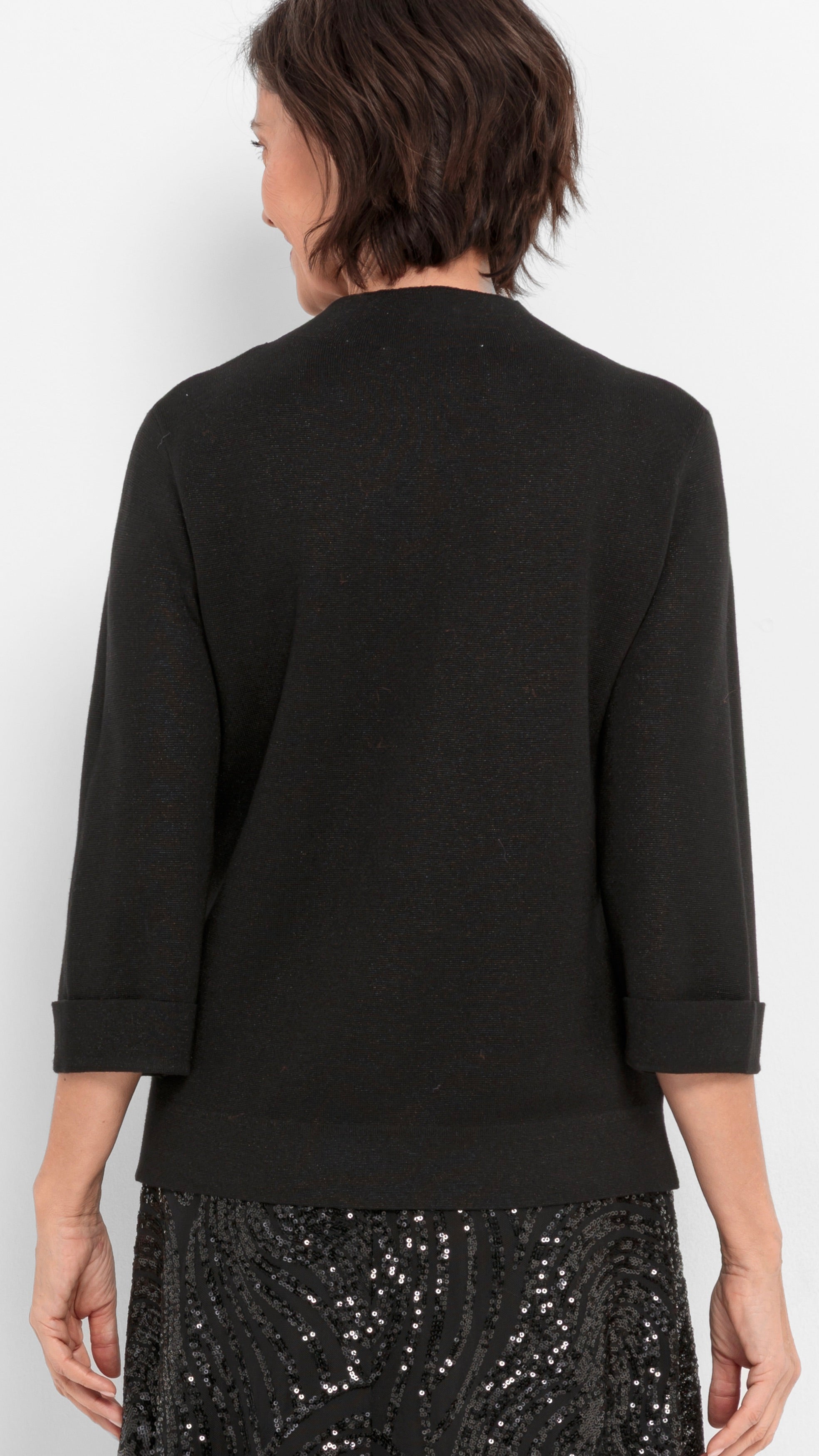 PULL COL MONTANT MAILLE LUREX NOIRE FEMME BIANCA 68024