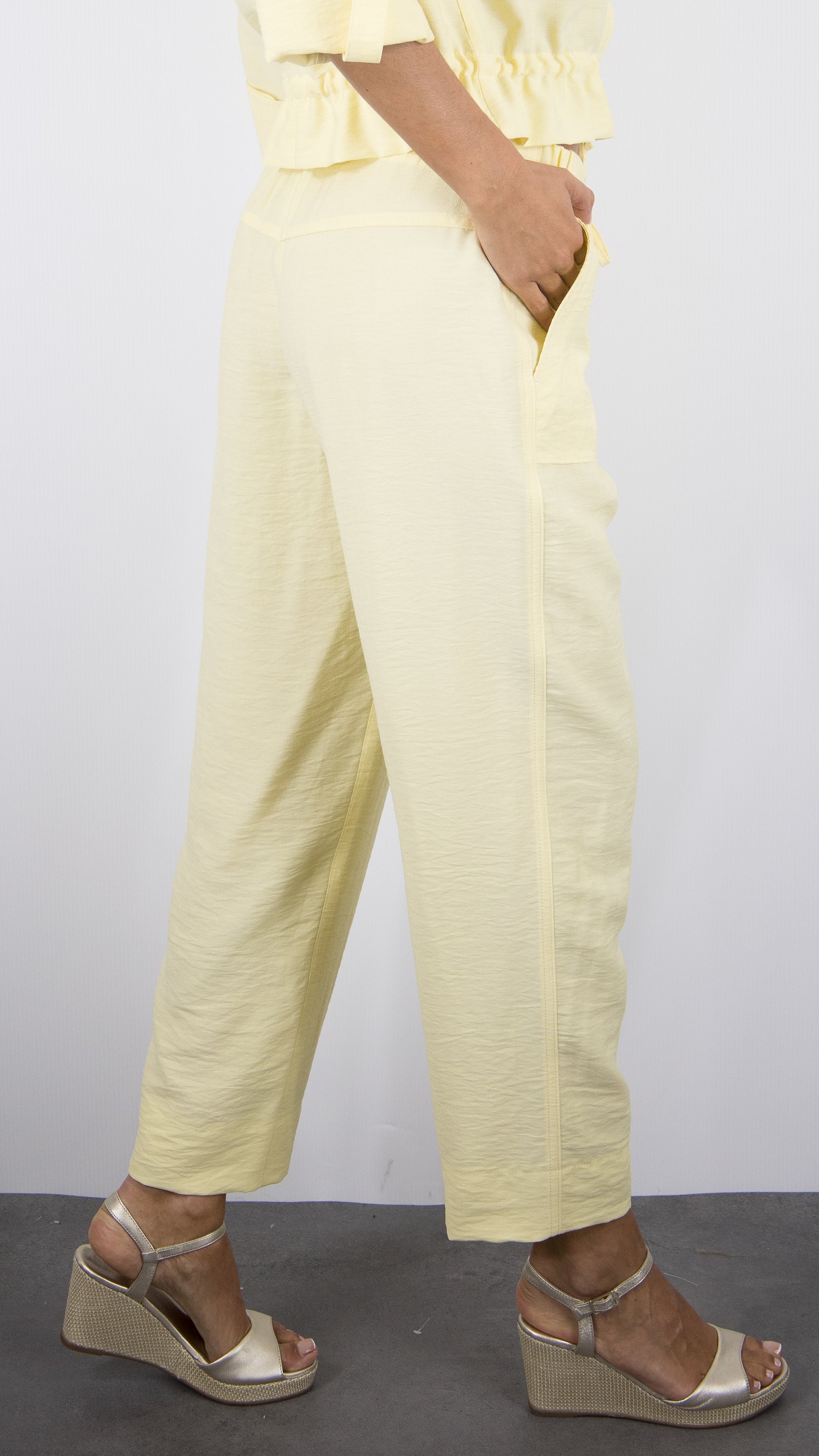 PANTALON FLUIDE TAILLE ELASTIQUEE POUR FEMME VANILLE BIANCA PARIGI 70031