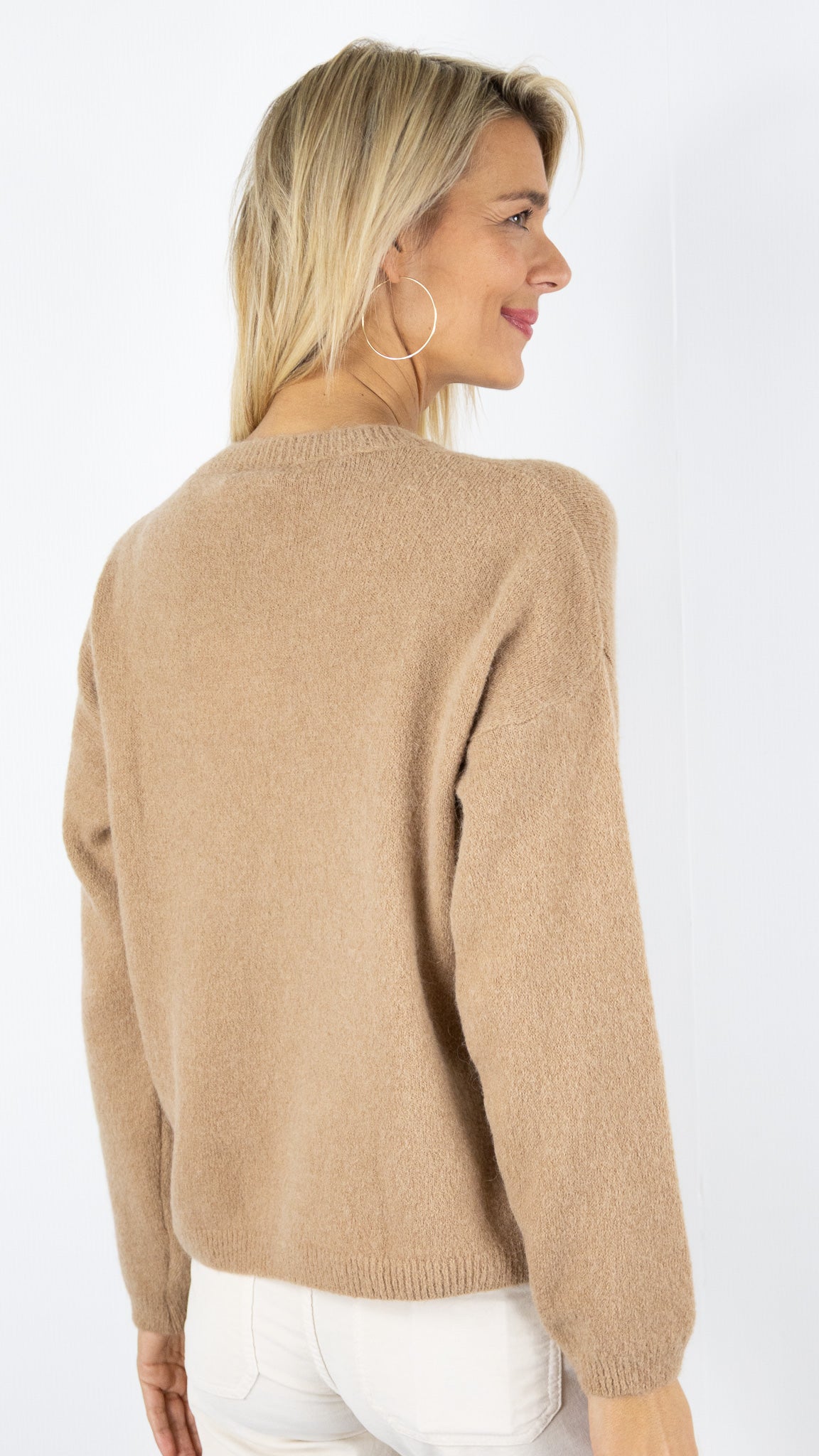PULL COL V FEMME 7236V MAELYS#color_CAMEL
