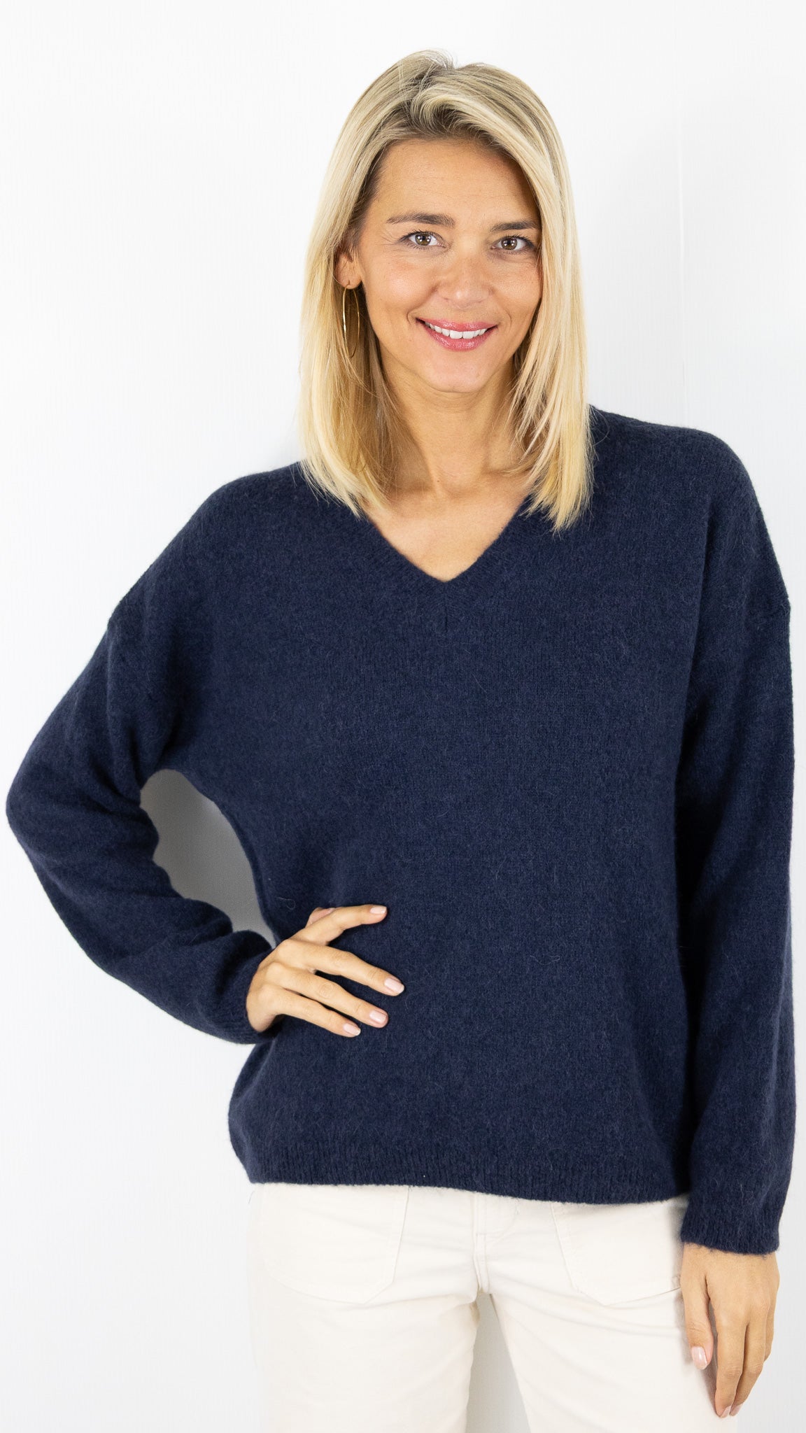 PULL COL V FEMME 7236V MAELYS#color_MARINE