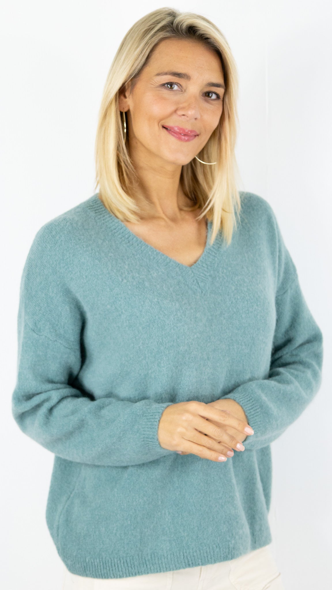 PULL COL V FEMME 7236V MAELYS#color_VERT CELADON