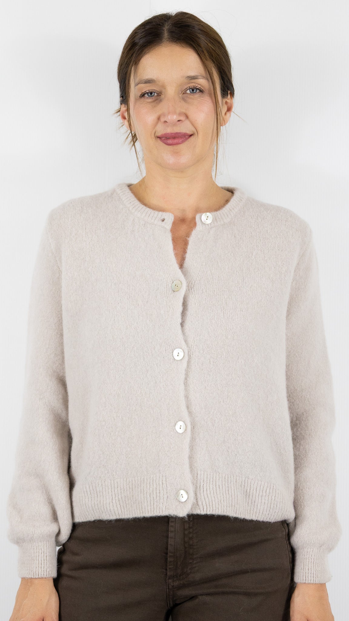CARDIGAN EN MOHAIR POUR FEMME NAIS 7517#COLOR_BEIGE