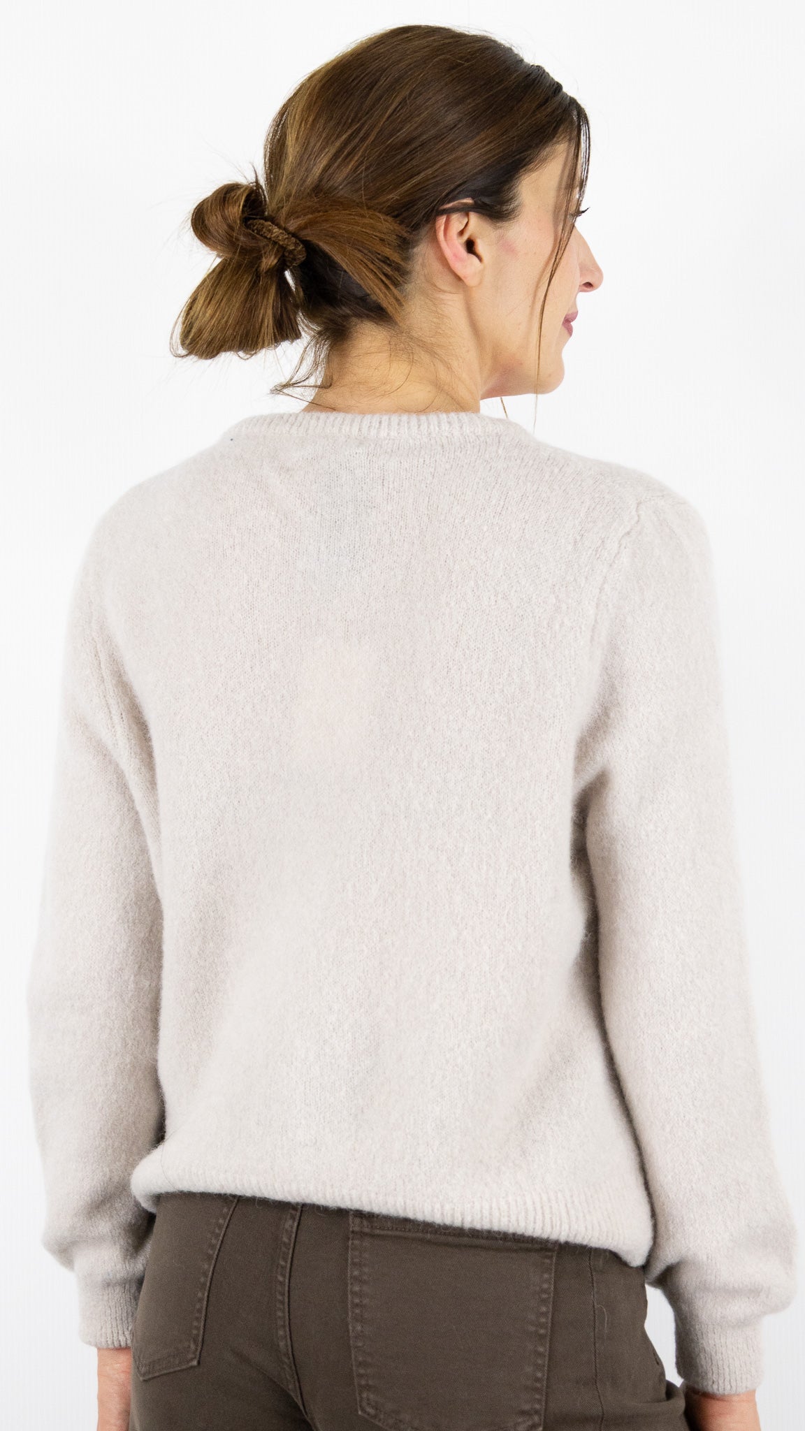 CARDIGAN EN MOHAIR POUR FEMME NAIS 7517#COLOR_BEIGE