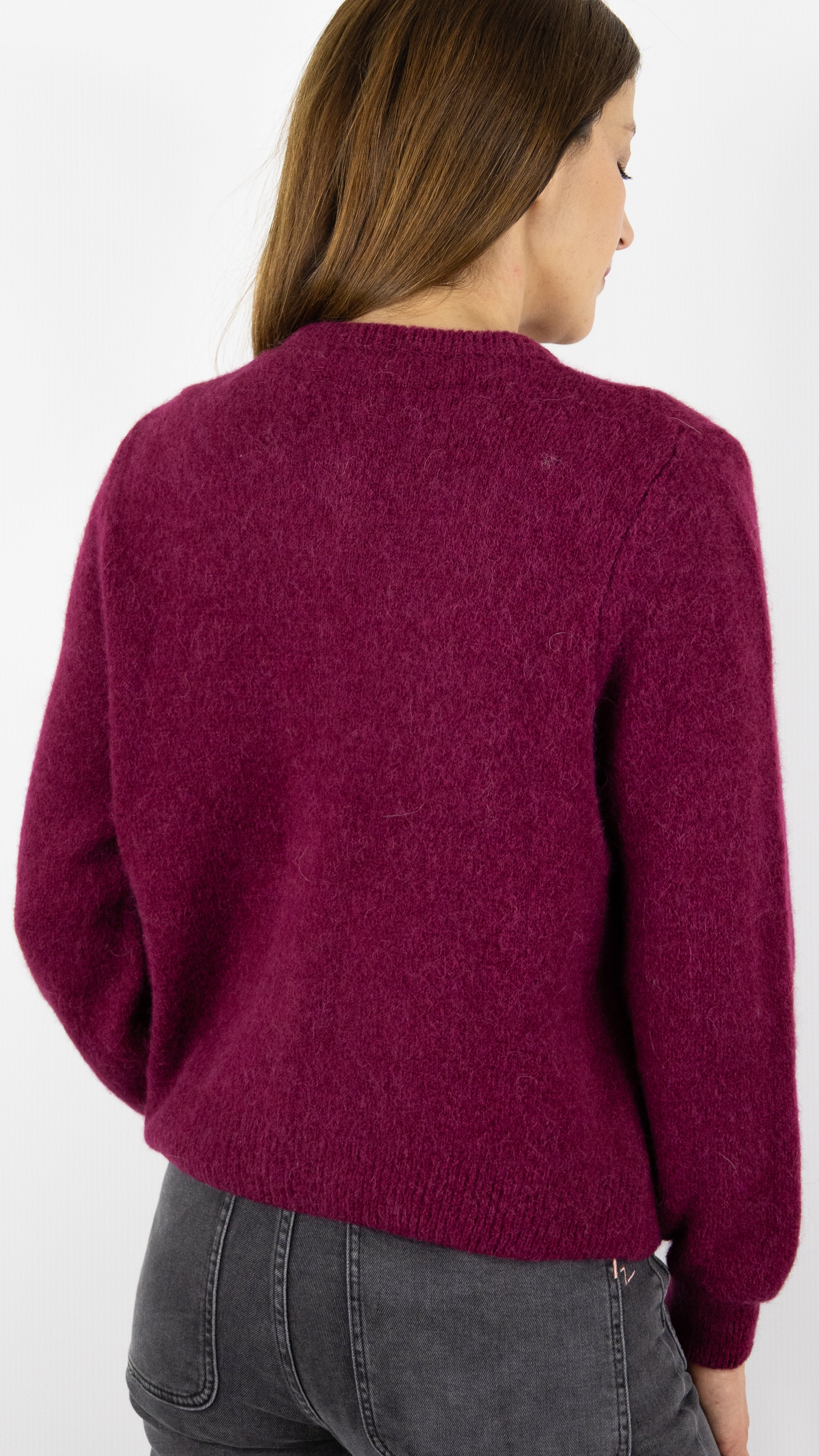 CARDIGAN EN MOHAIR POUR FEMME NAIS 7517#COLOR_BORDEAUX
